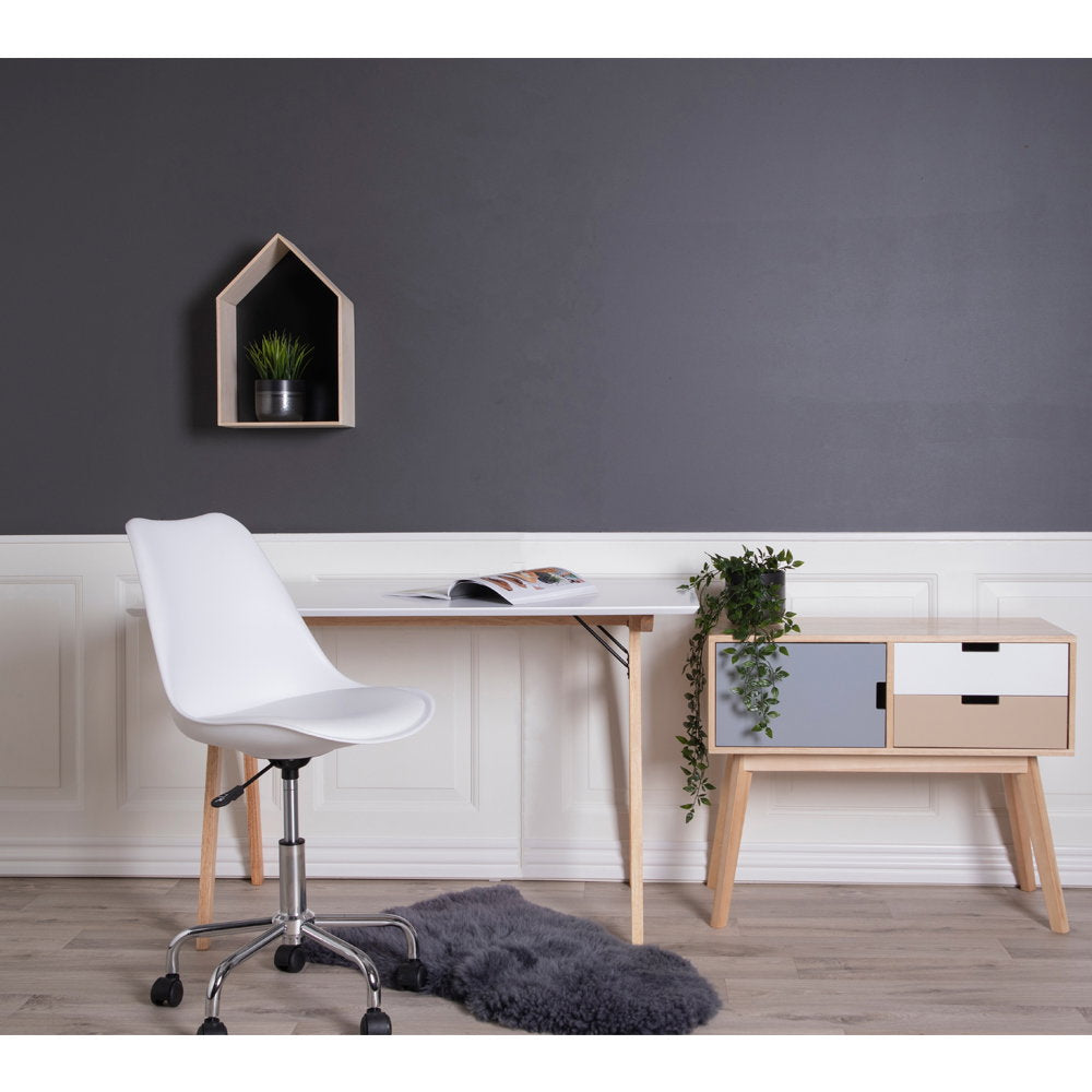 Vojens Desk - Bureau, wit en naturel 120x60x75 cm