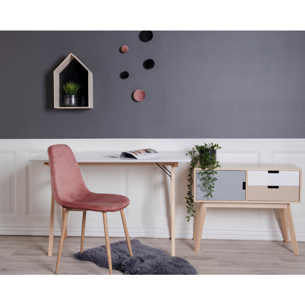 Vojens Desk - Bureau, wit en naturel 120x60x75 cm