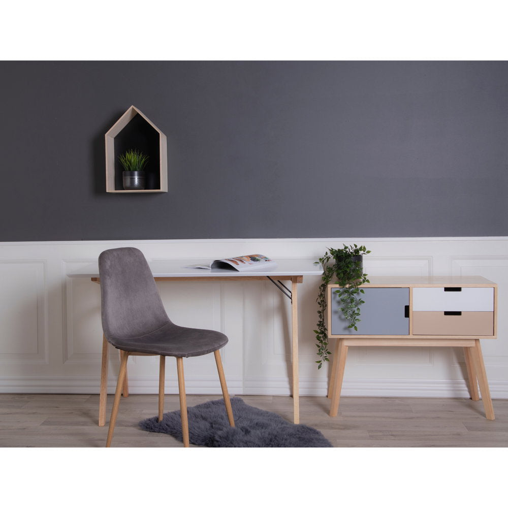 Vojens Desk - Bureau, wit en naturel 120x60x75 cm
