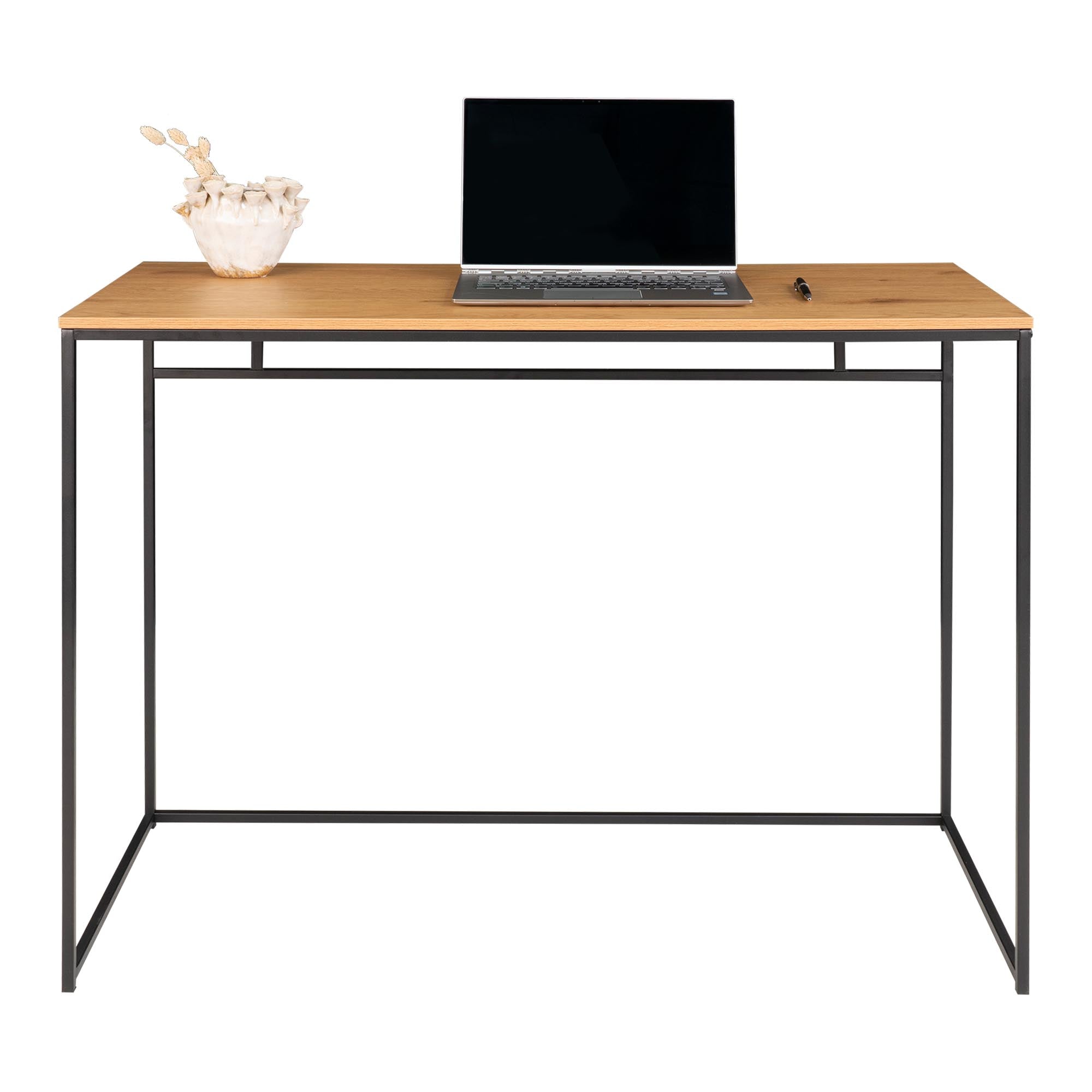 Vita Desk - Bureau, eikenlook met zwart frame 100x45x75 cm