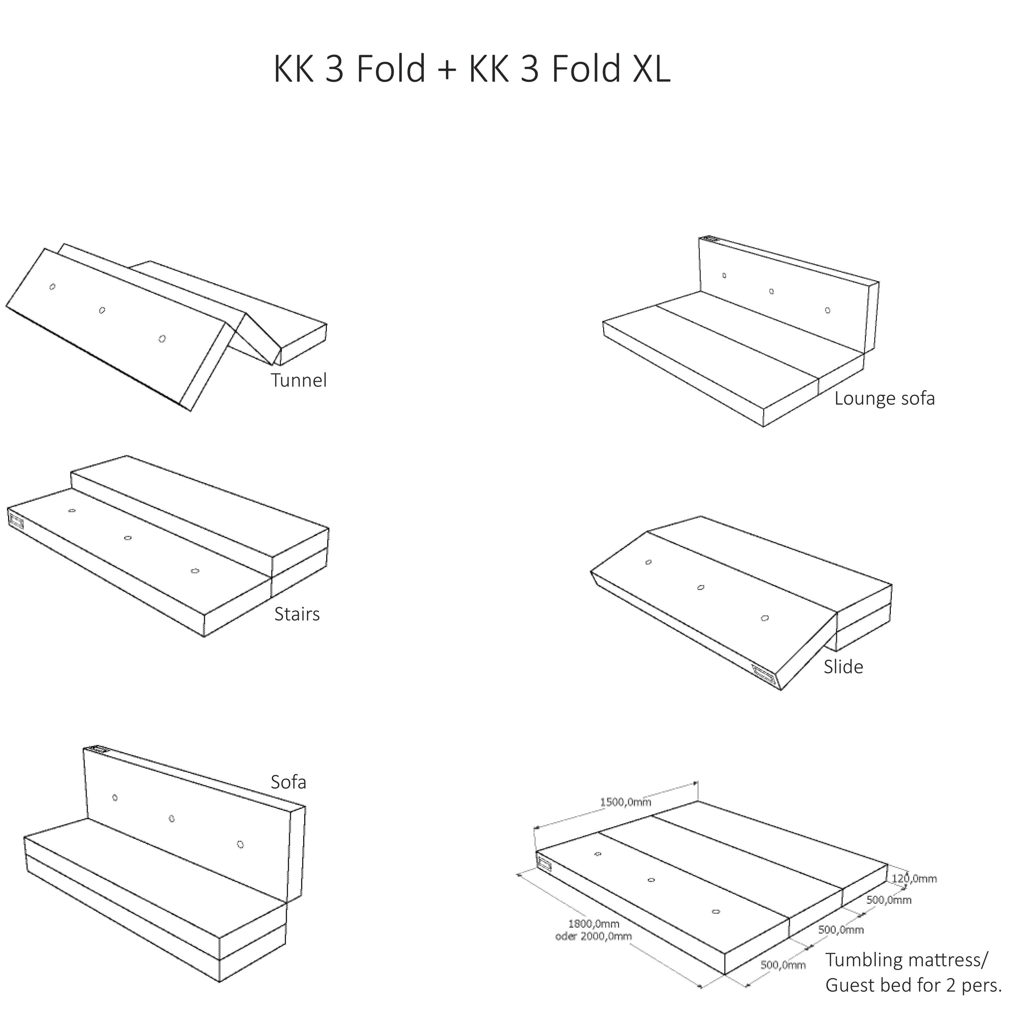 by KlipKlap 3 Fold - grijs - 180x36x50