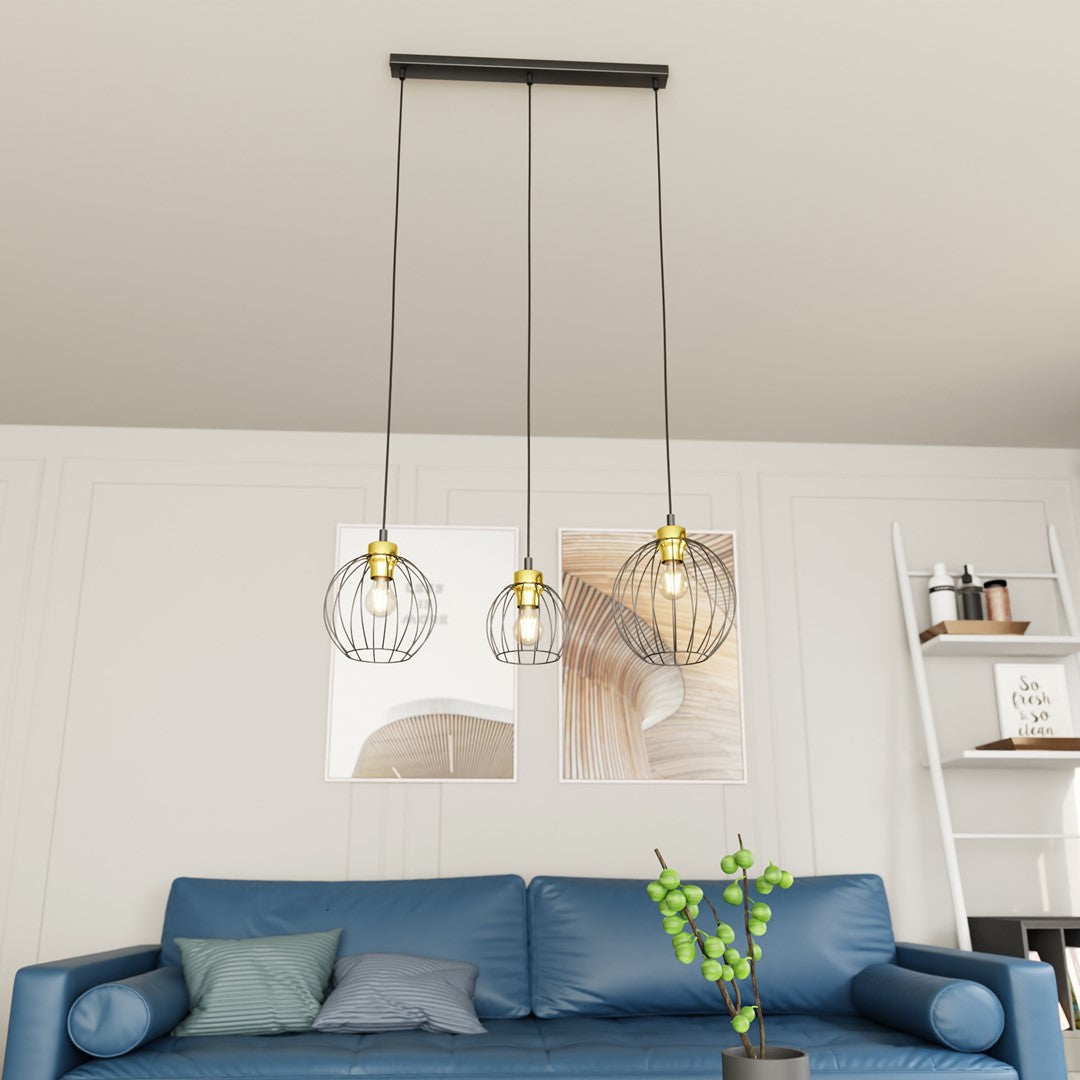 Hanglamp - NANDO 3 BL GOUD