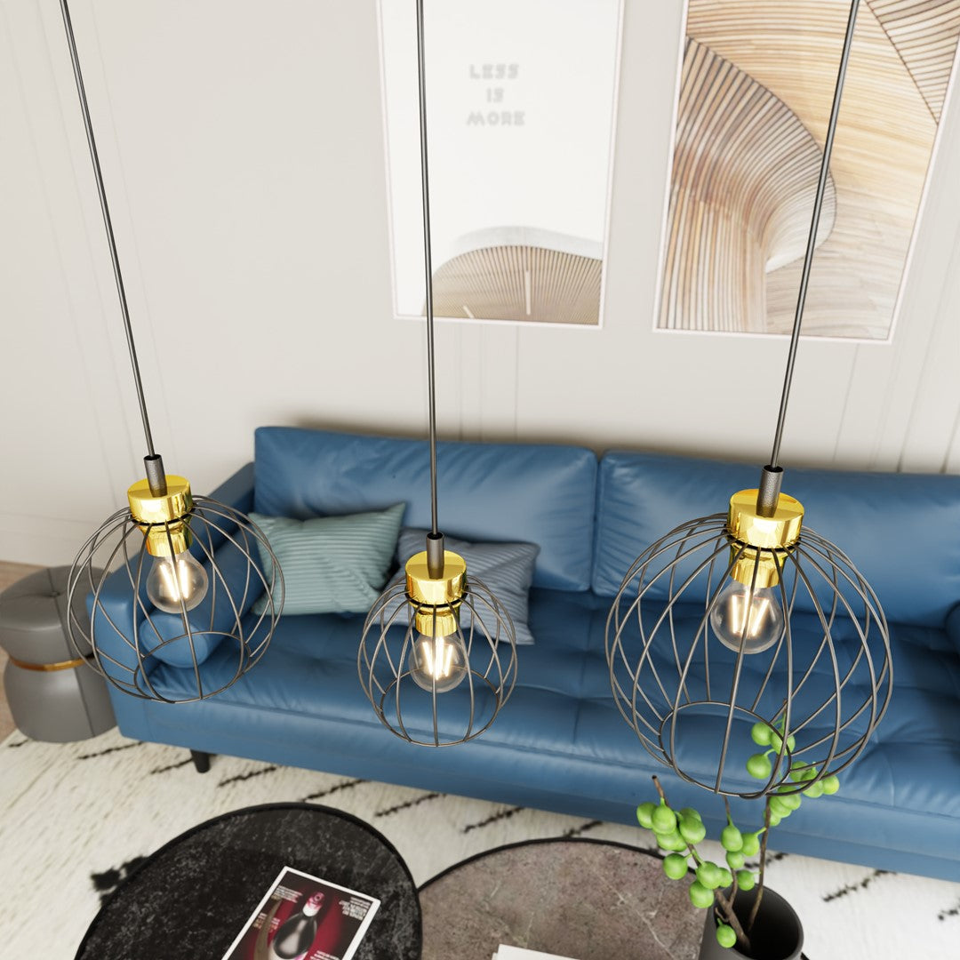 Hanglamp - NANDO 3 BL GOUD