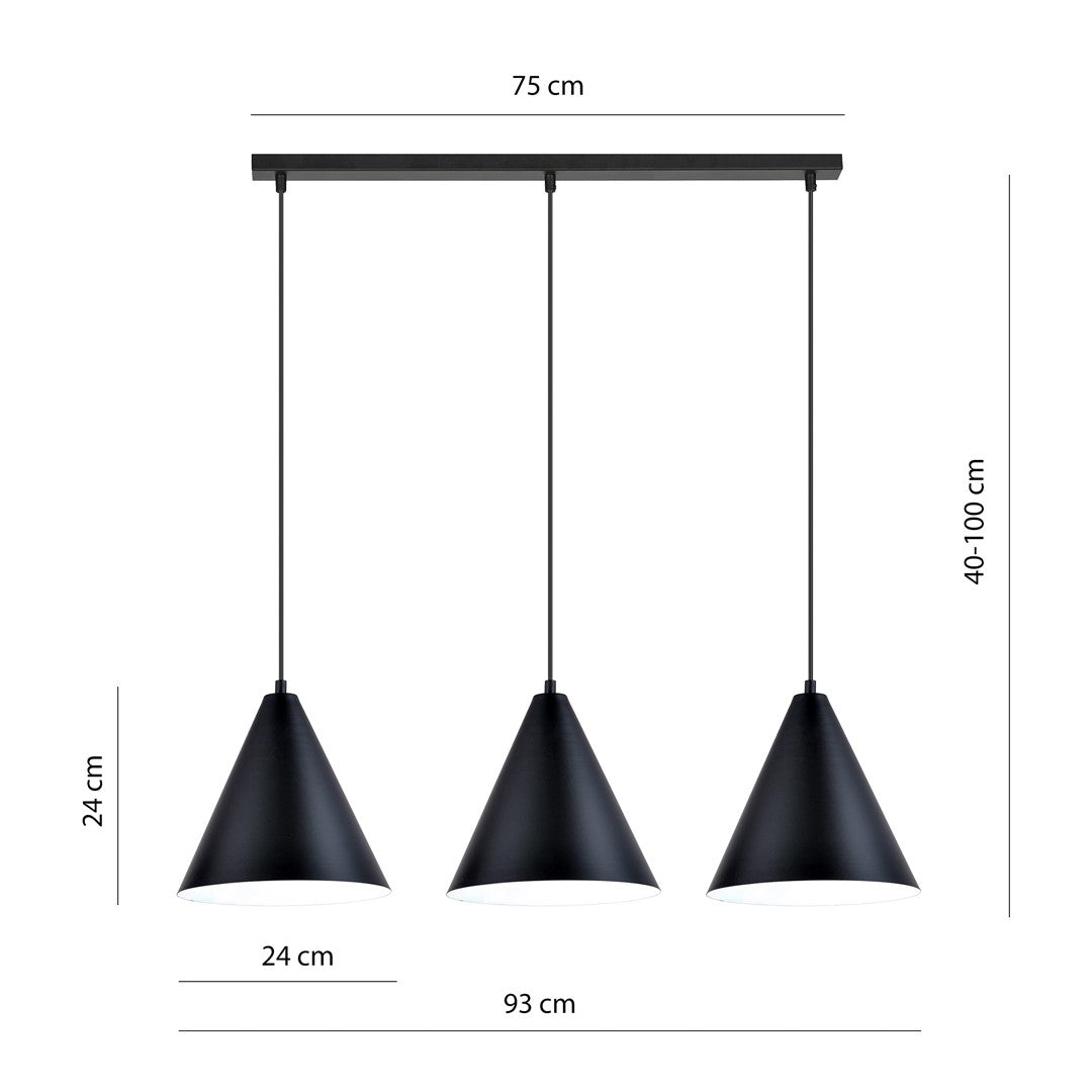 Hanglamp - REBEL 3 ZWART/WIT