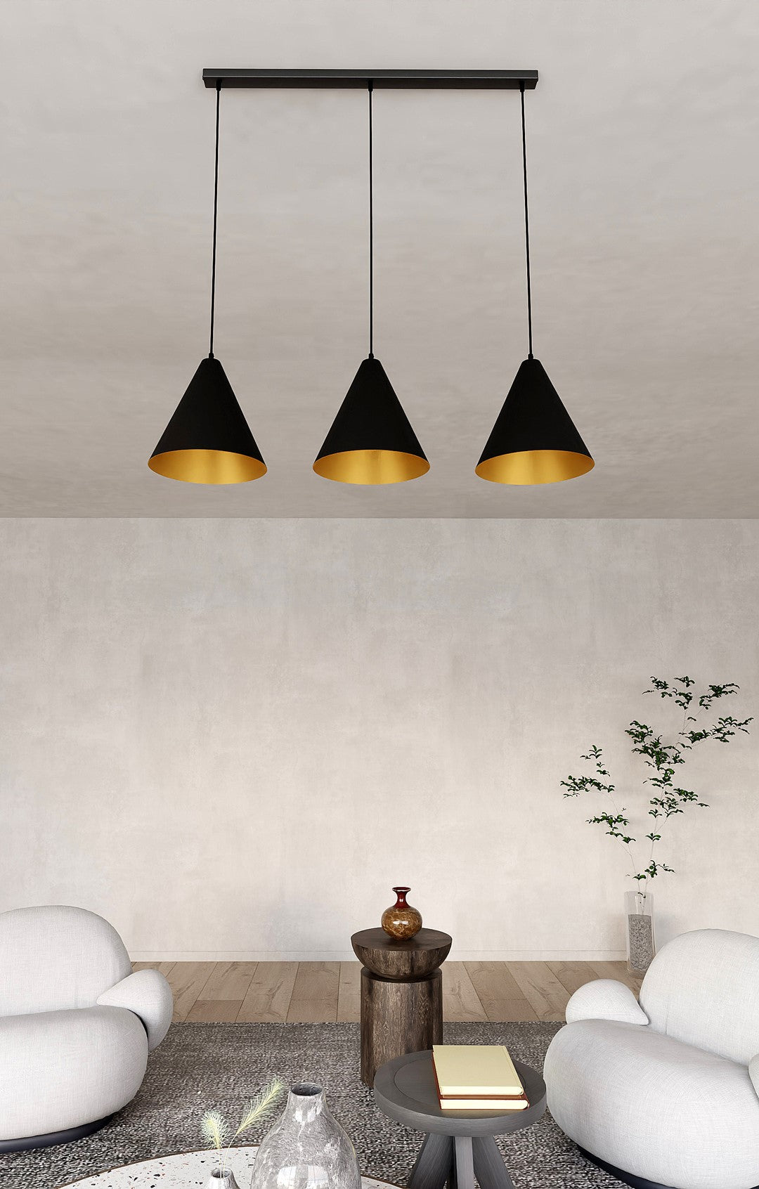 Hanglamp - REBEL 3 ZWART/GOUD
