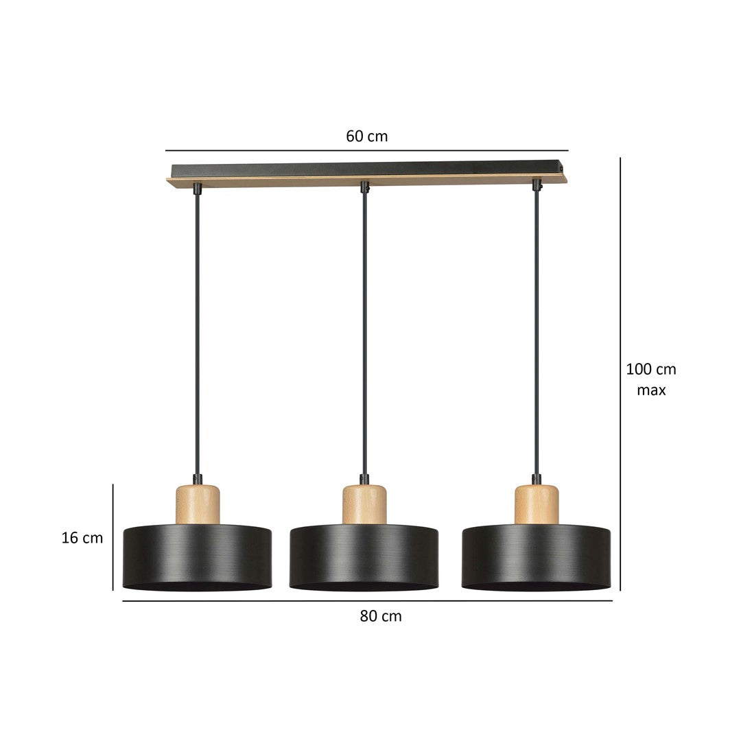 Hanglamp - TORIN 3 ZWART