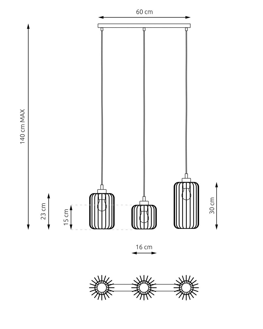 Hanglamp - VANDER 3 BL GOUD