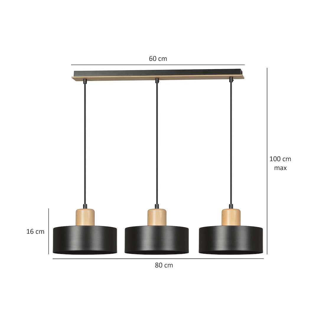 Hanglamp - TORIN 3 ZWART