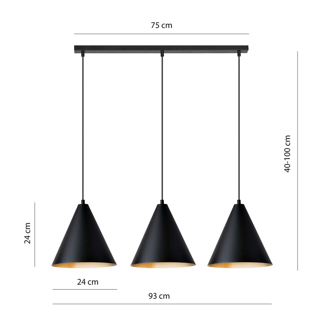 Hanglamp - REBEL 3 ZWART/GOUD
