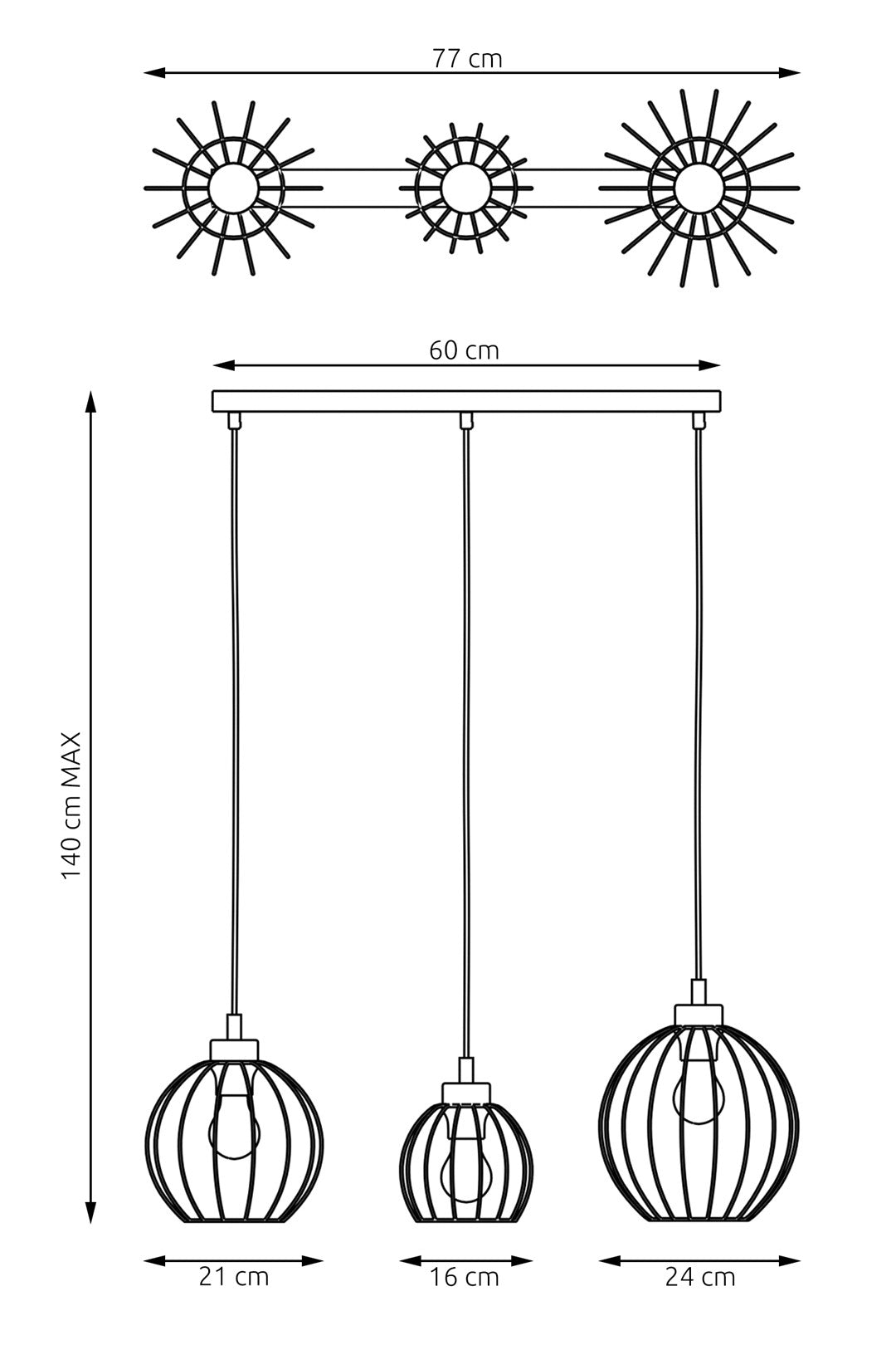 Hanglamp - NANDO 3 blauw