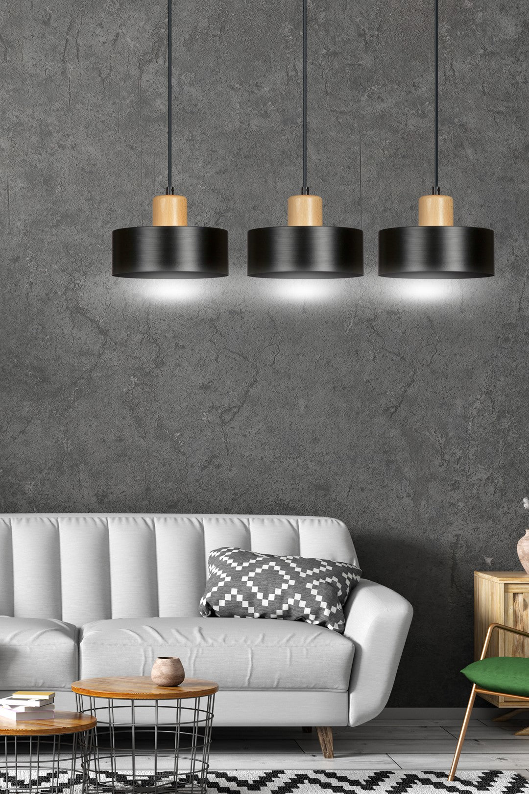Hanglamp - TORIN 3 ZWART
