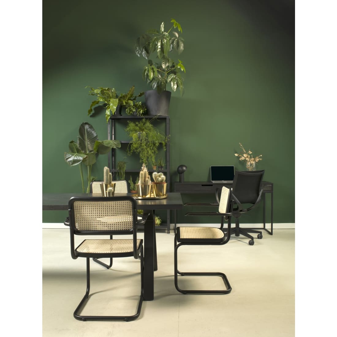 Workliving Bas Eetkamerstoel - Rotan Design Zwart