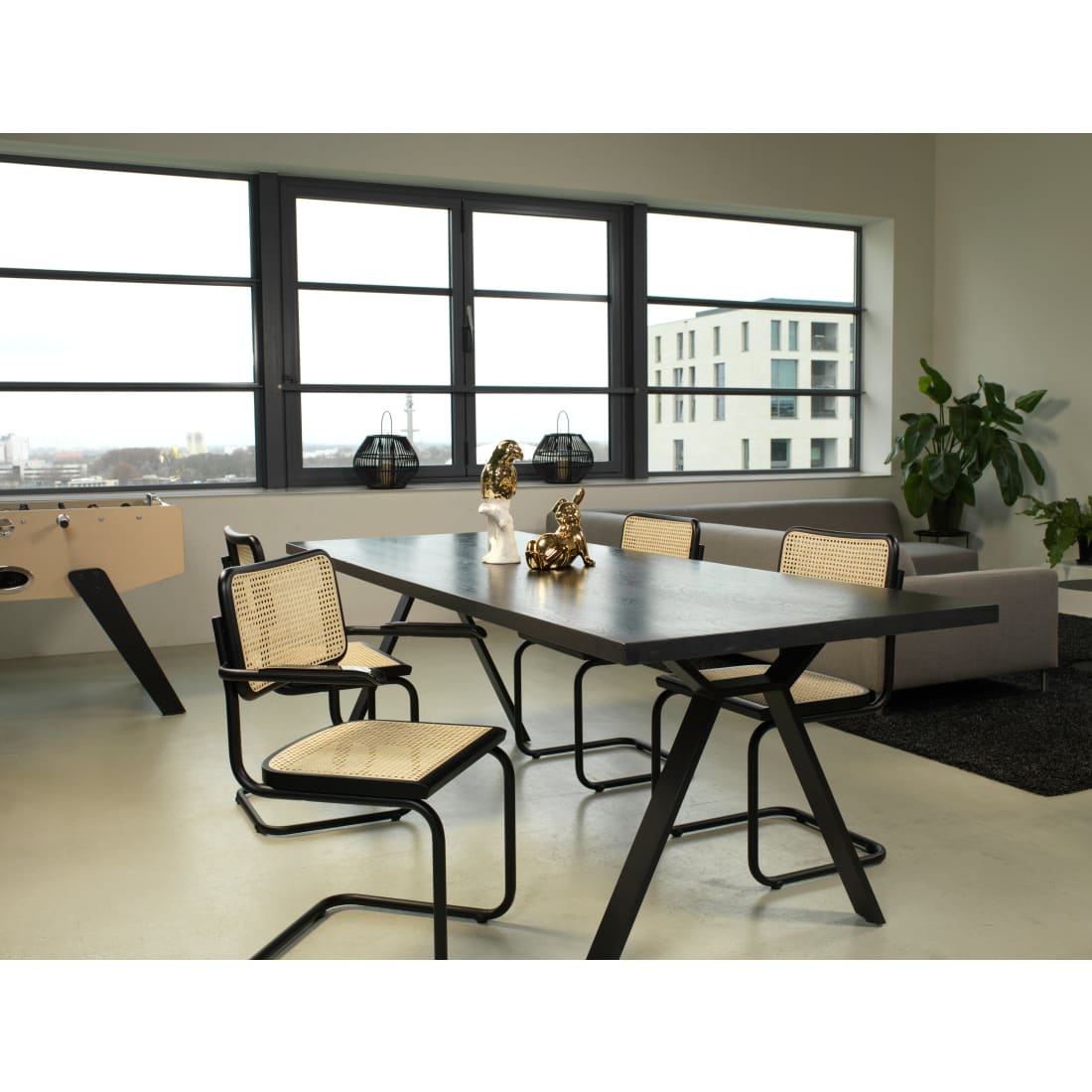 Workliving Bas Eetkamerstoel - Rotan Design Zwart