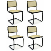Set van 4 rotan eetkamerstoelen, zwart, model Bas