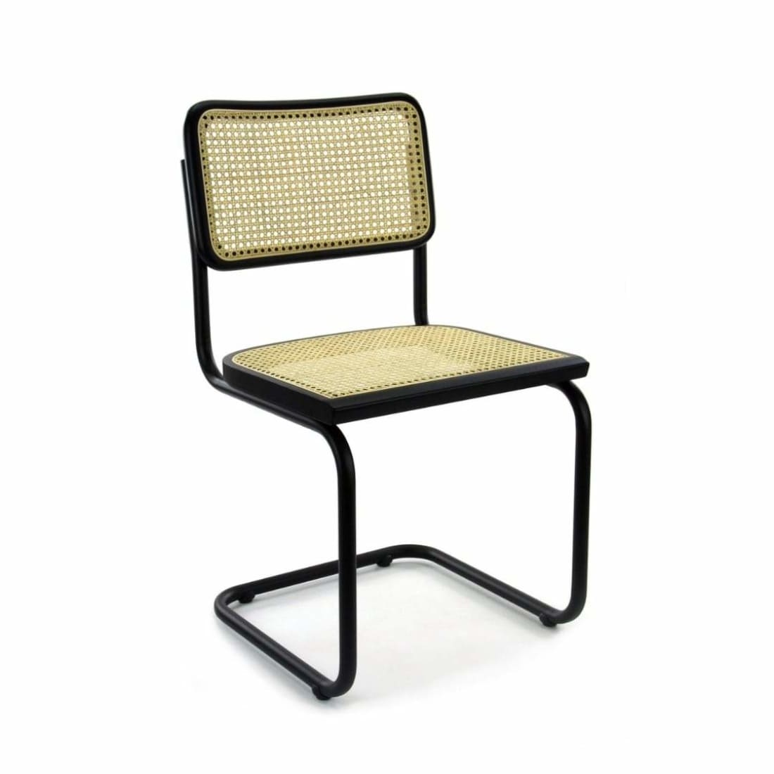 Set van 4 rotan eetkamerstoelen, zwart, model Bas
