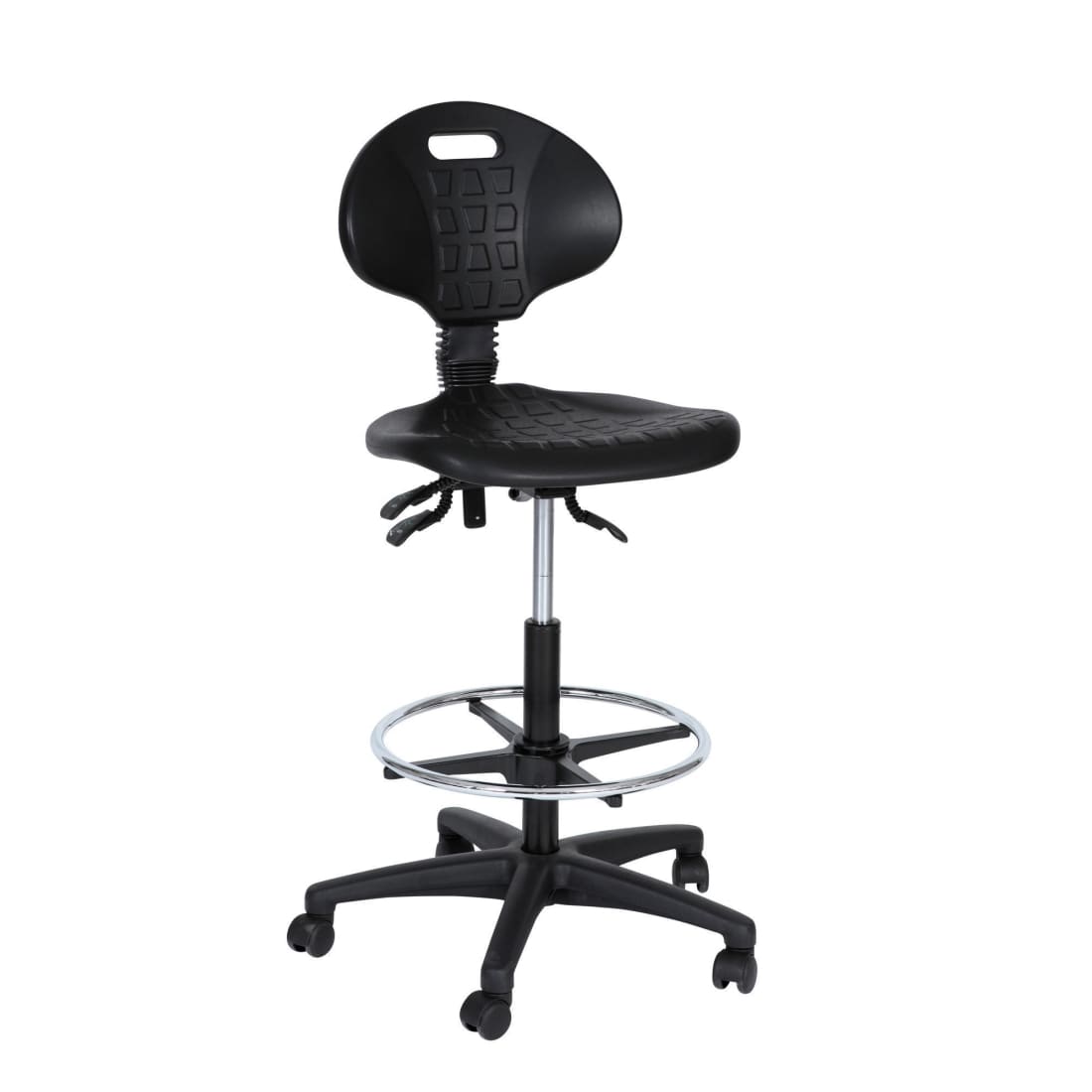 Workliving werkstoel B PUR hoog - nylon onderstel - wielen - voetenring - balie- en kassastoel - (ongemonteerd)