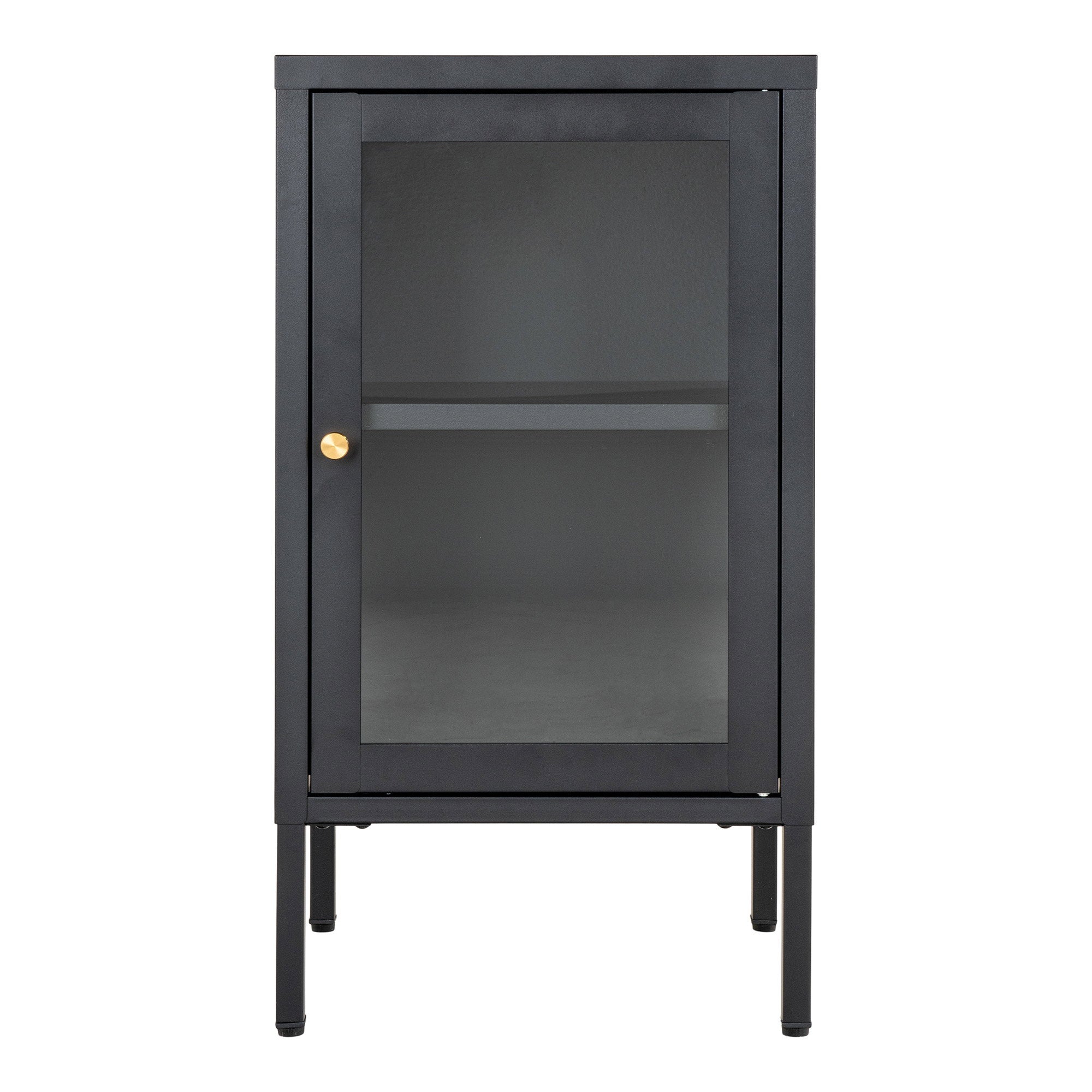 Dalby-kast - kast, 1 glazen deur, staal, zwart, 38x35x70 cm