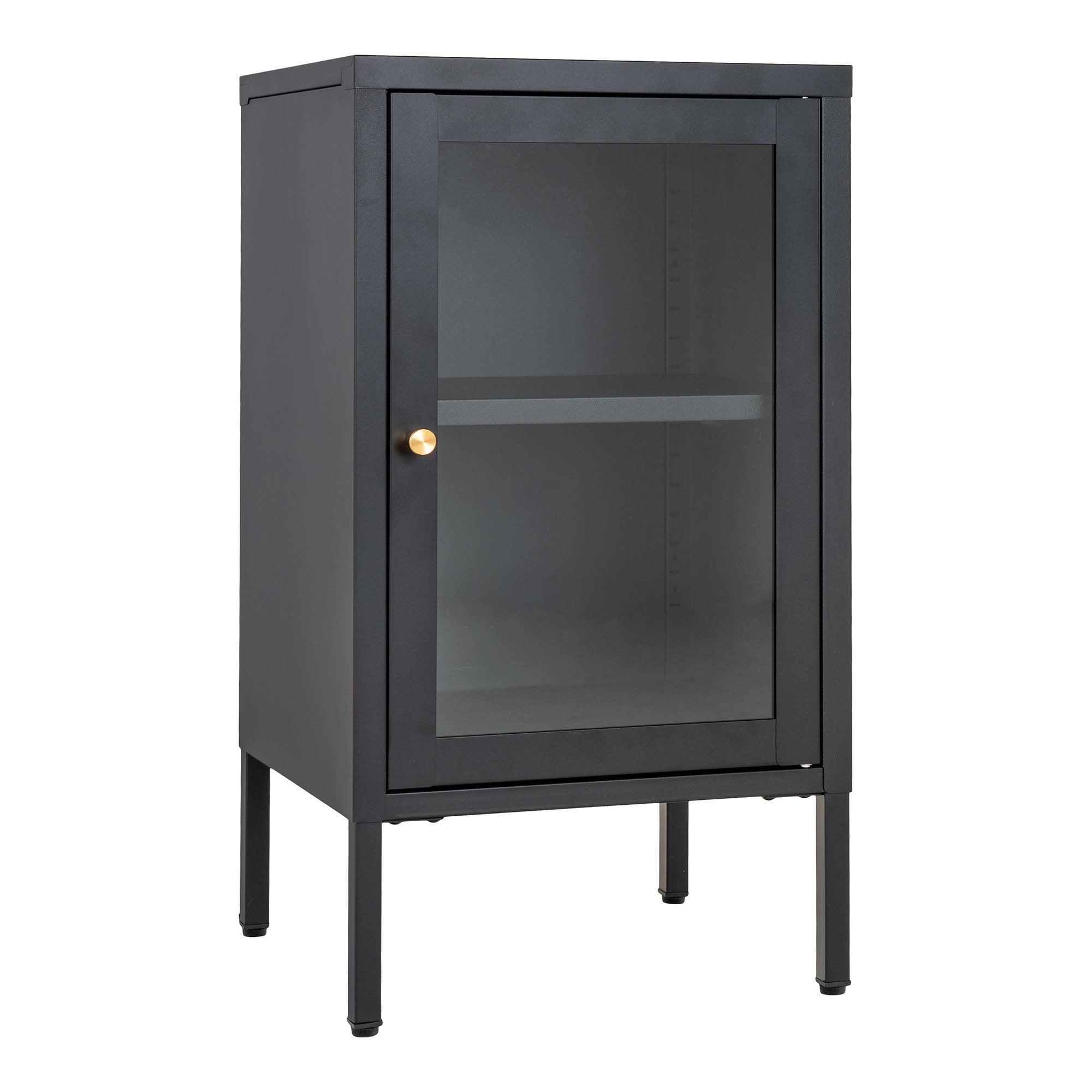 Dalby-kast - kast, 1 glazen deur, staal, zwart, 38x35x70 cm