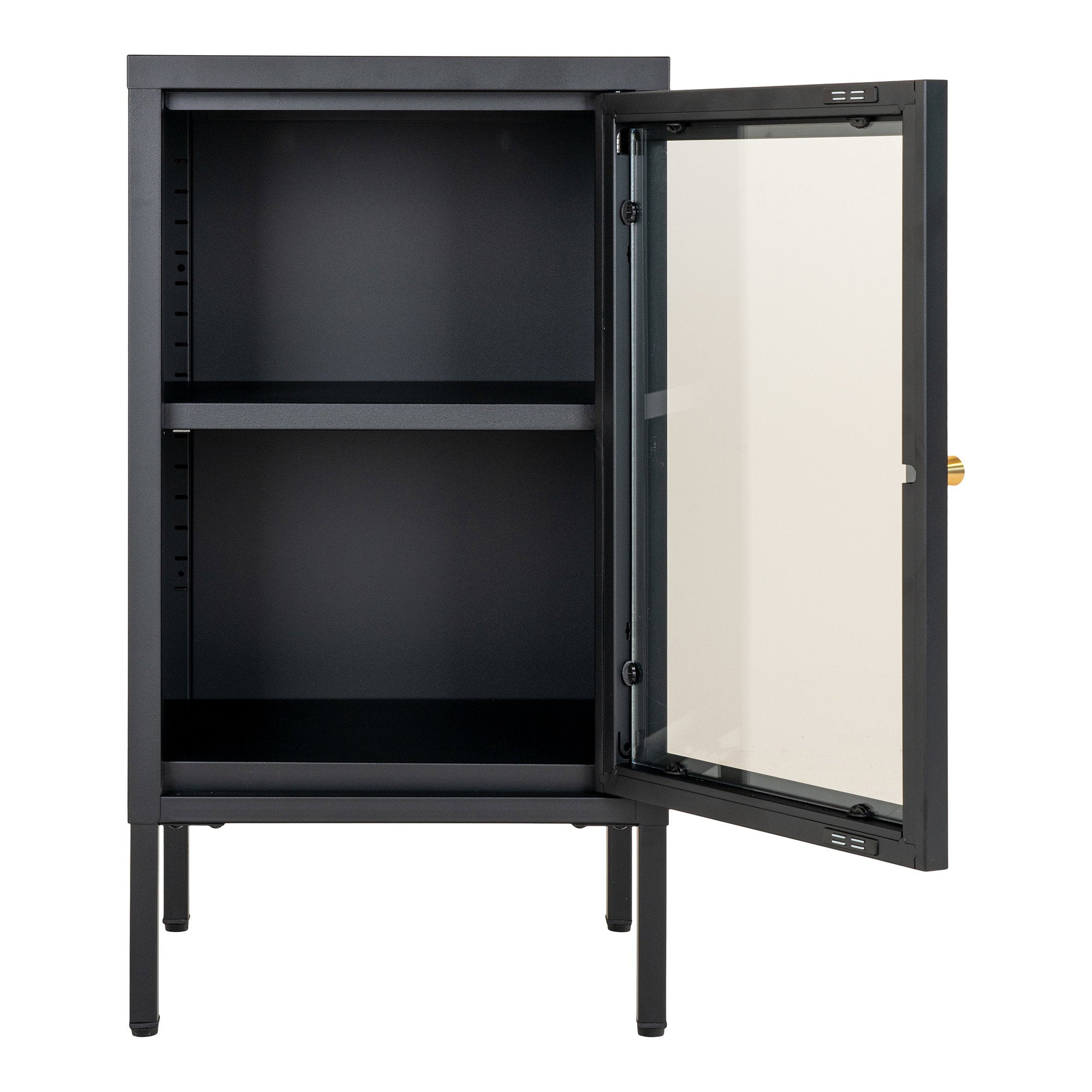 Dalby-kast - kast, 1 glazen deur, staal, zwart, 38x35x70 cm