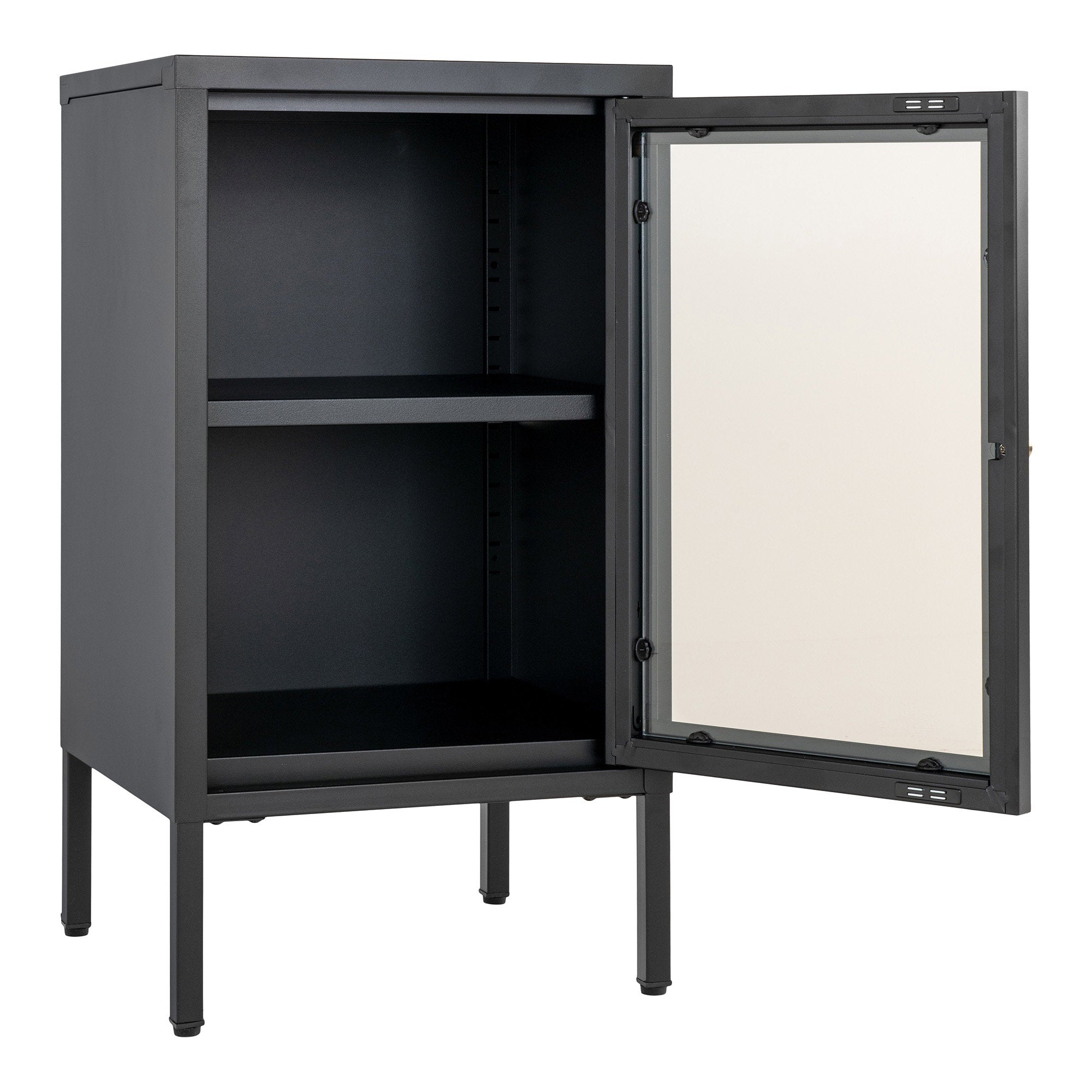 Dalby-kast - kast, 1 glazen deur, staal, zwart, 38x35x70 cm