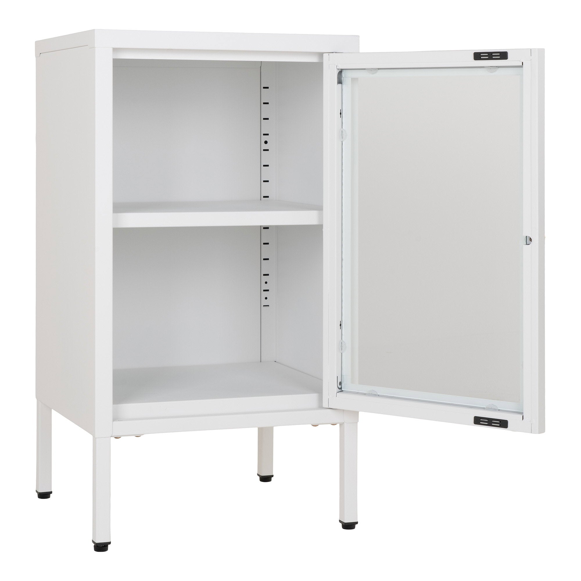 Dalby-kast - 1 glazen deur, staal, wit, 38x35x70 cm