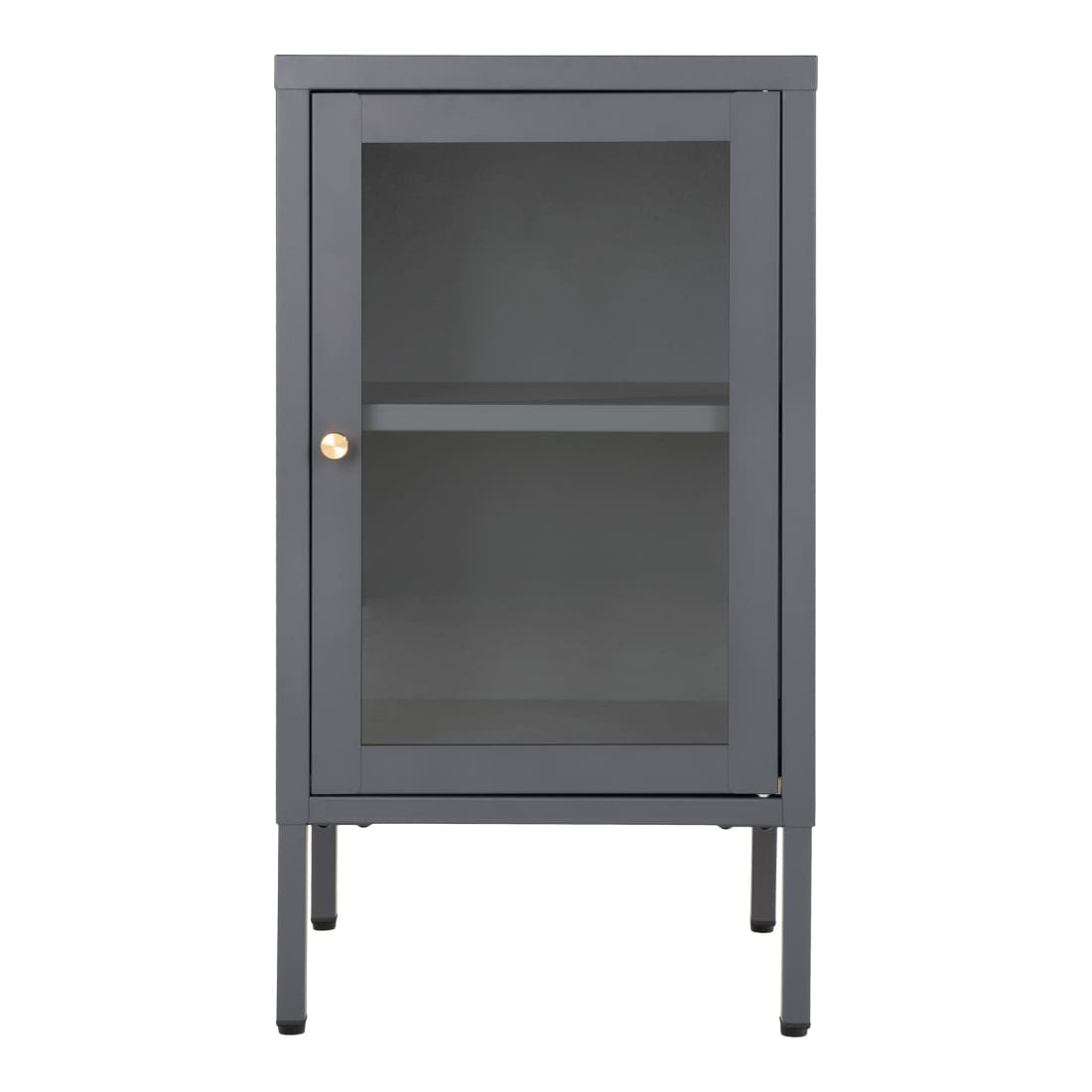 House Nordic Dalby vitrinekastje - grijs staal - glazen deur - 38 x 70 x 35 cm
