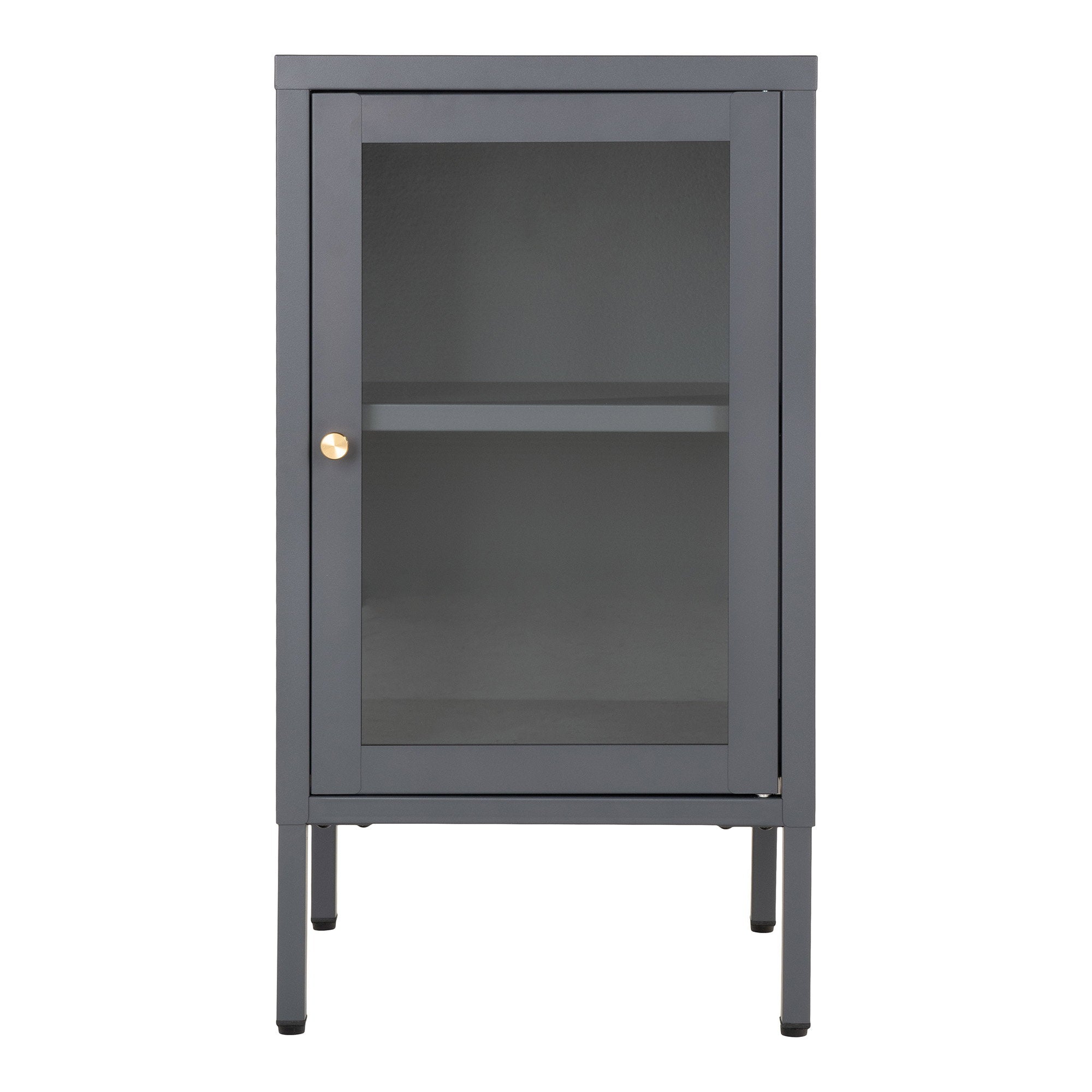 Dalby-kast - kast, 1 glazen deur, staal, grijs, 38x35x70 cm