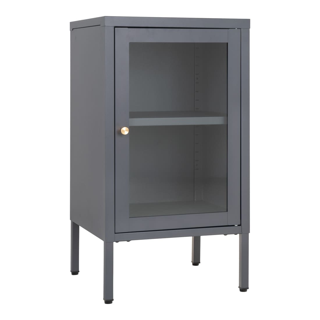 House Nordic Dalby vitrinekastje - grijs staal - glazen deur - 38 x 70 x 35 cm