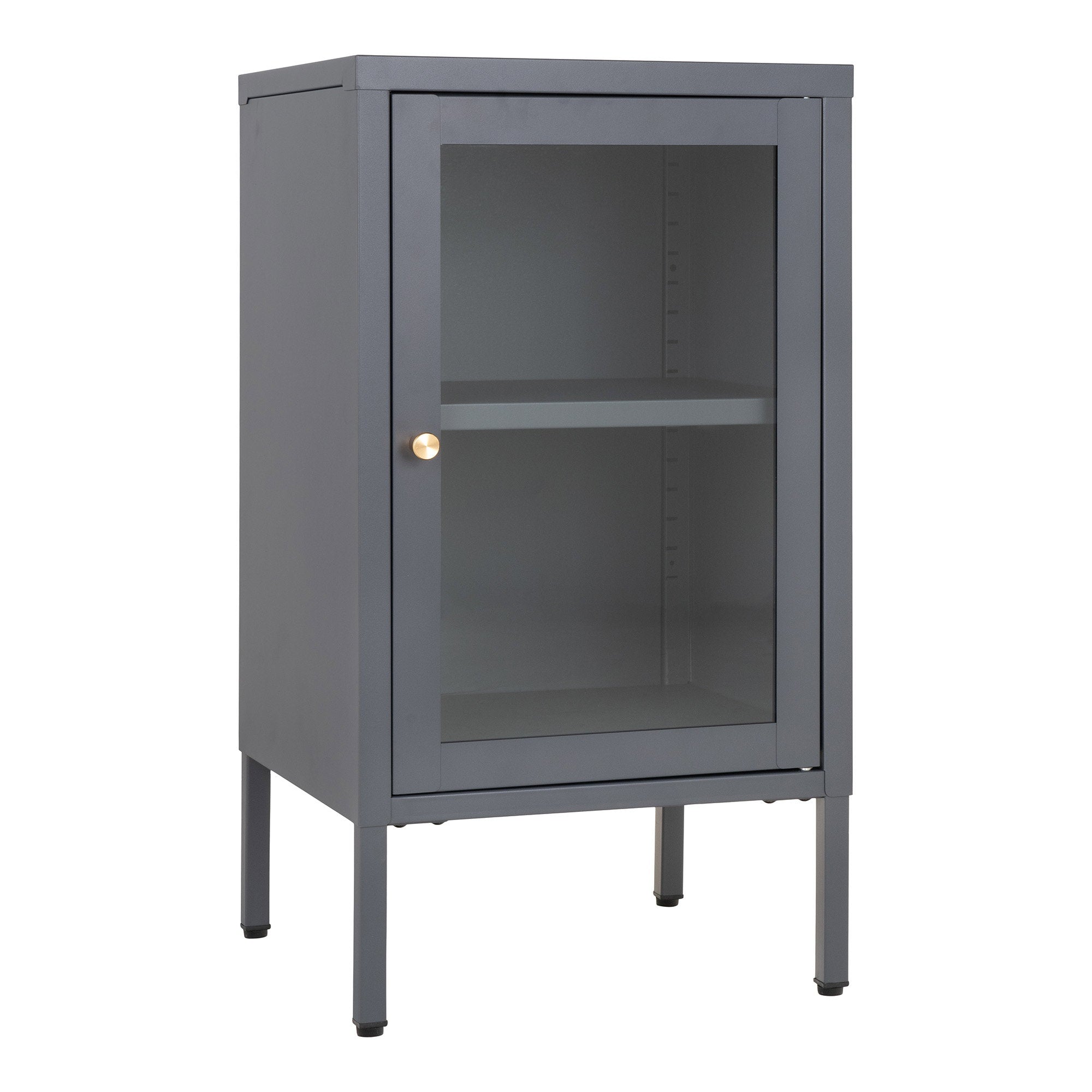 Dalby-kast - kast, 1 glazen deur, staal, grijs, 38x35x70 cm