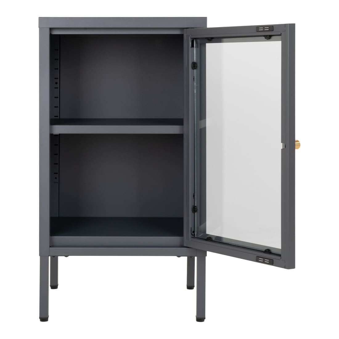 House Nordic Dalby vitrinekastje - grijs staal - glazen deur - 38 x 70 x 35 cm
