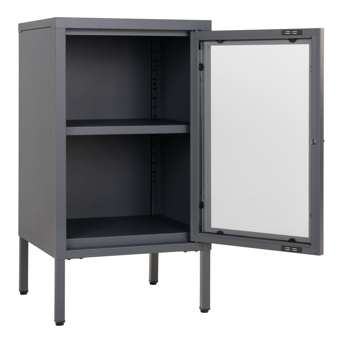House Nordic Dalby vitrinekastje - grijs staal - glazen deur - 38 x 70 x 35 cm