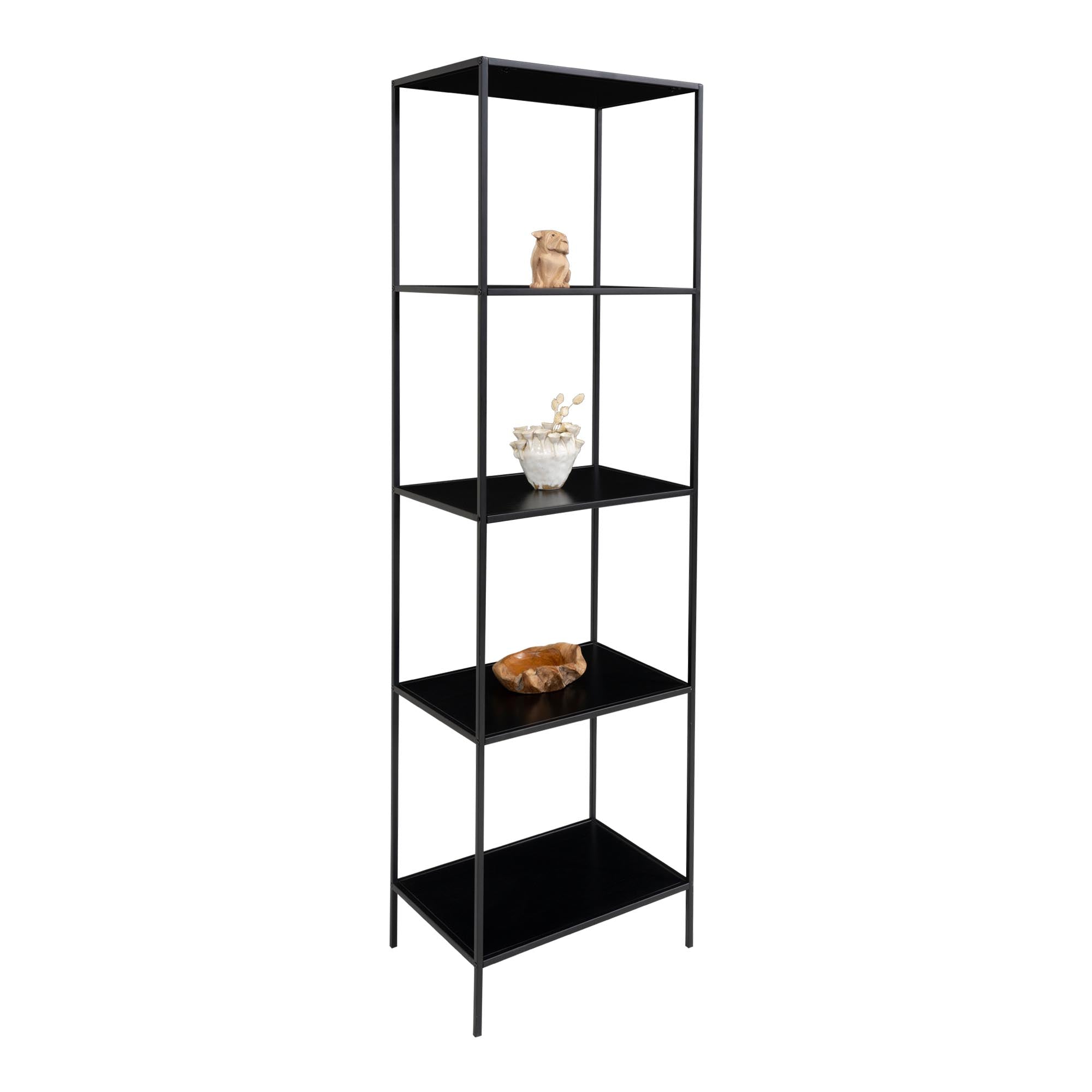 Vita shelf - Rek met 5 planken, zwart, zwart frame 51x36x170 cm