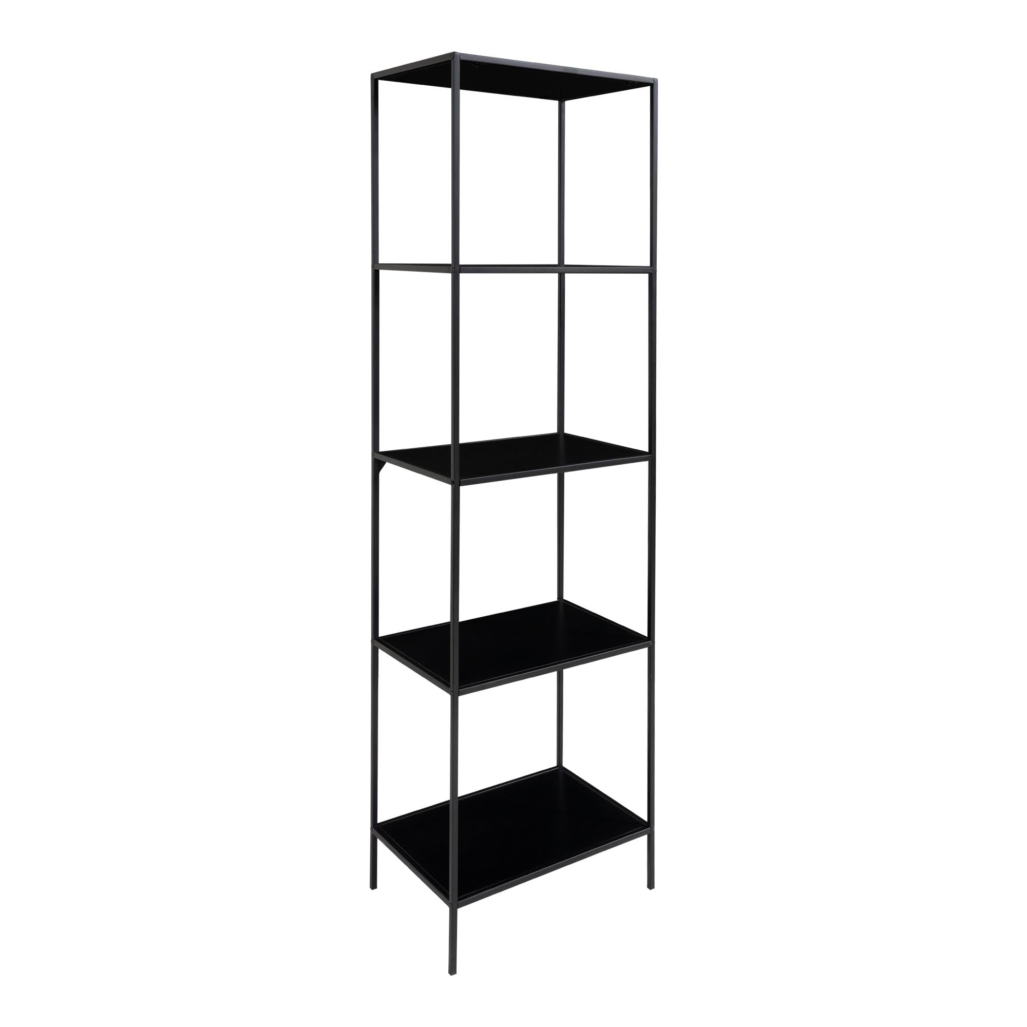 Vita shelf - Rek met 5 planken, zwart, zwart frame 51x36x170 cm