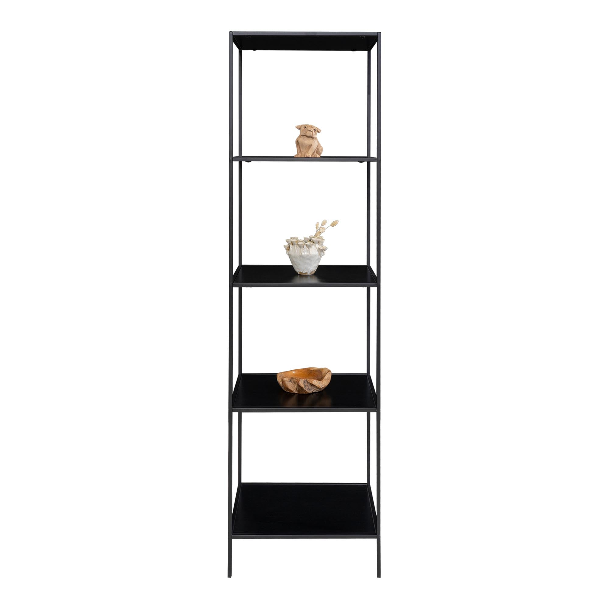 Vita shelf - Rek met 5 planken, zwart, zwart frame 51x36x170 cm