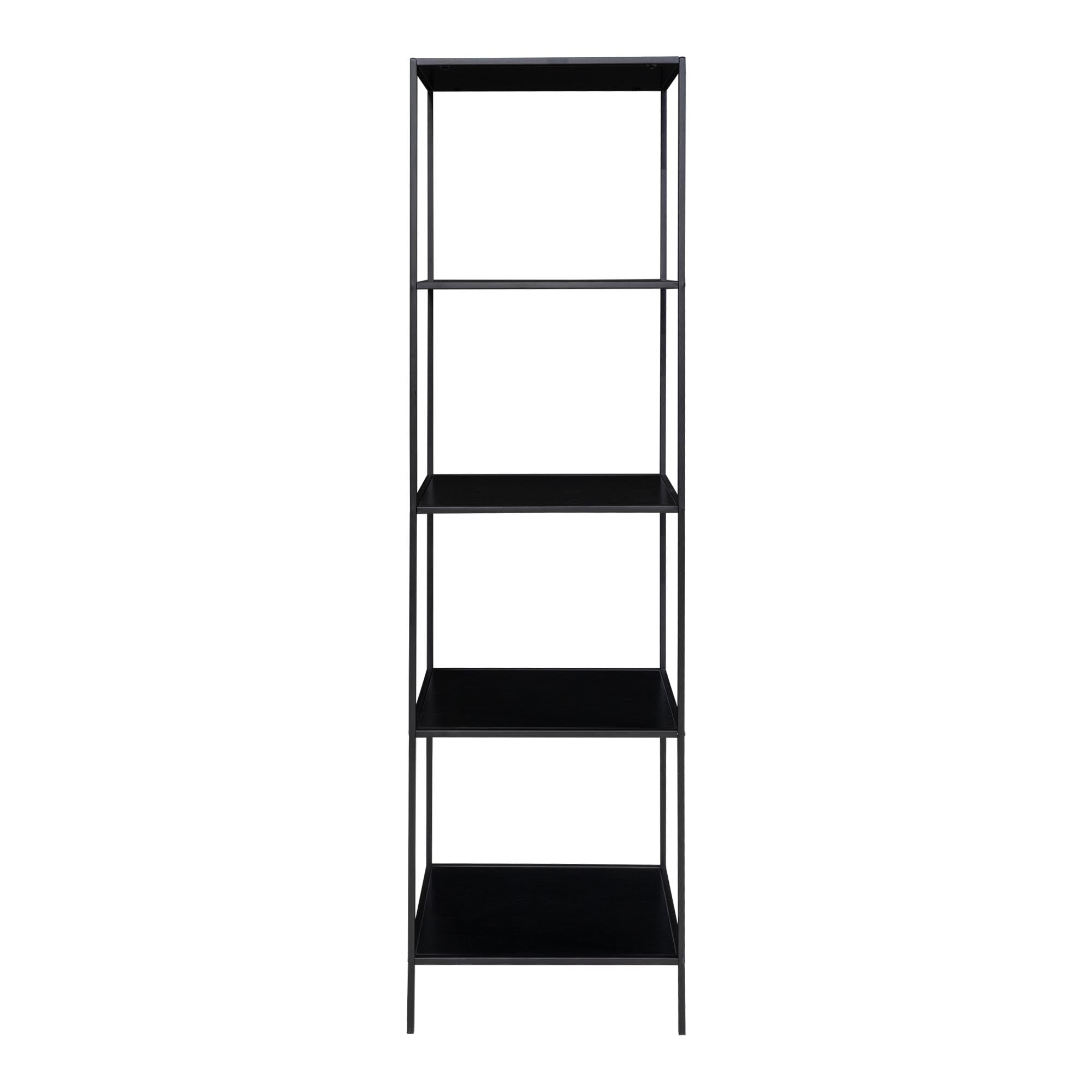 Vita shelf - Rek met 5 planken, zwart, zwart frame 51x36x170 cm