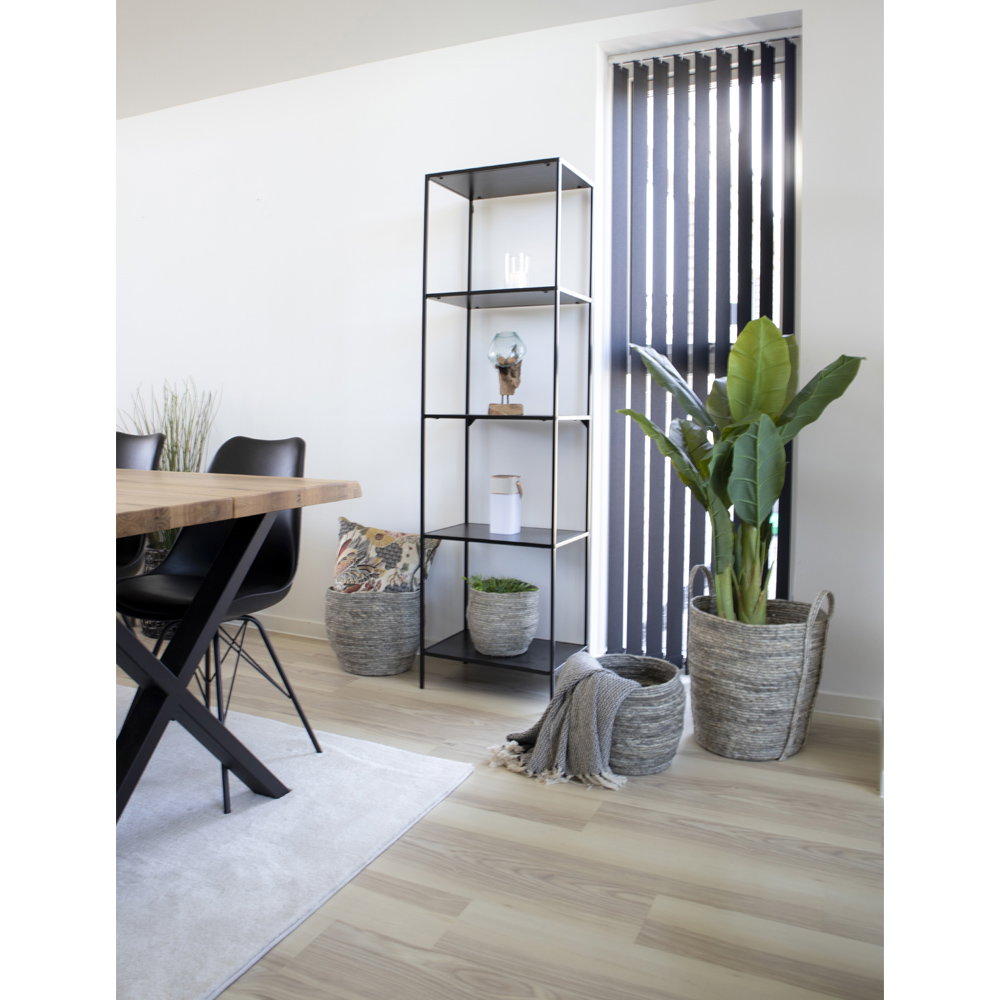 Vita shelf - Rek met 5 planken, zwart, zwart frame 51x36x170 cm