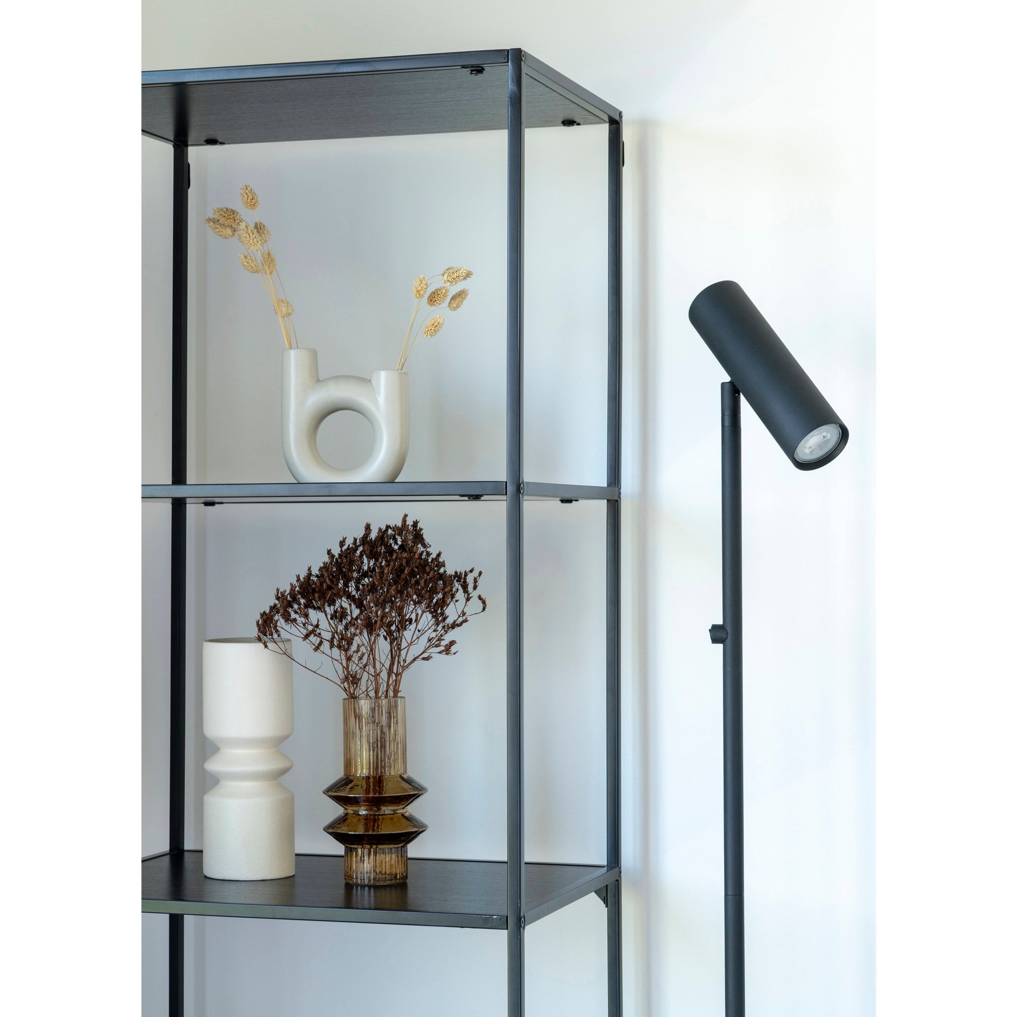 Vita shelf - Rek met 5 planken, zwart, zwart frame 51x36x170 cm