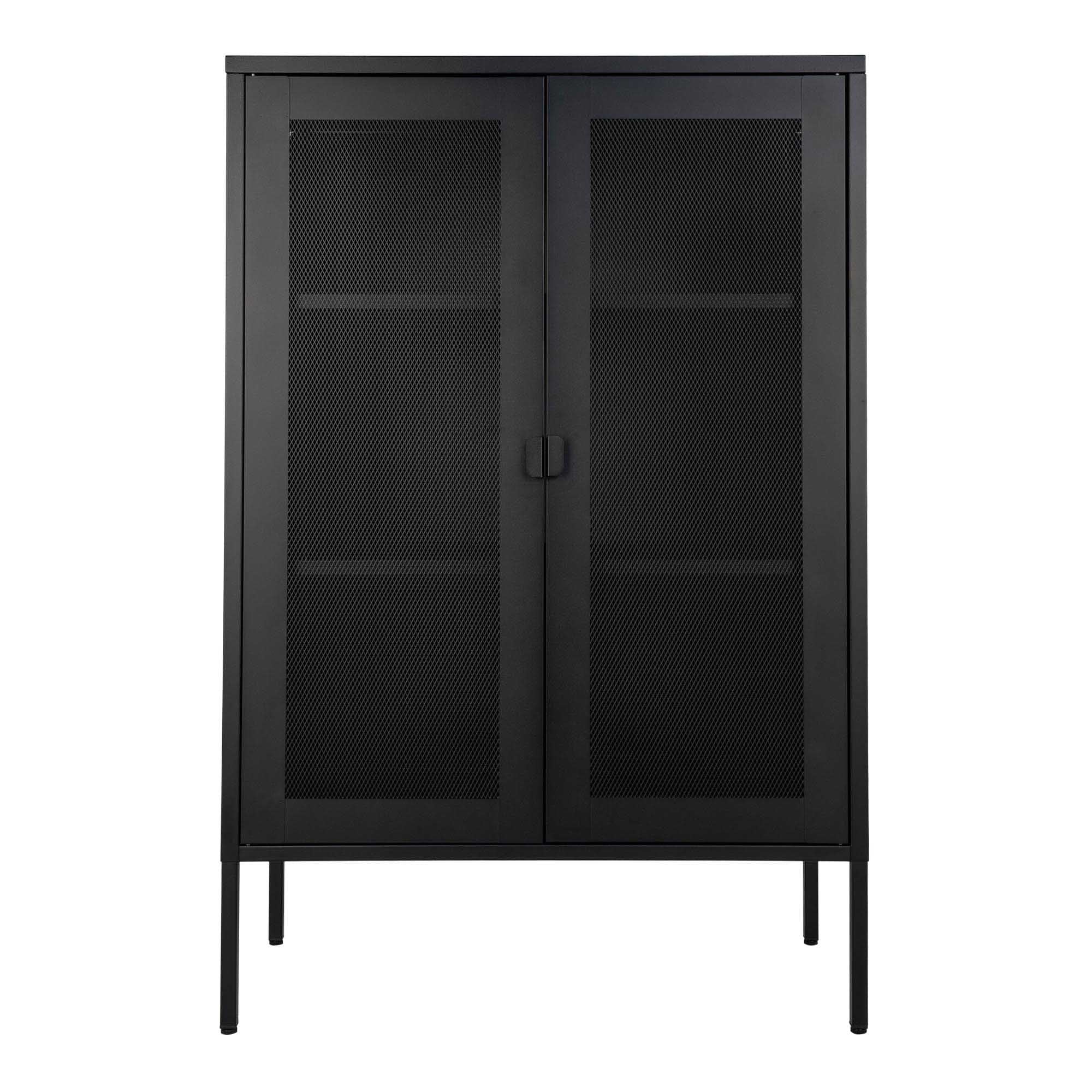 Melbourne Cabinet - Kast, 2 gaasdeuren, staal, zwart 80x40x120 cm