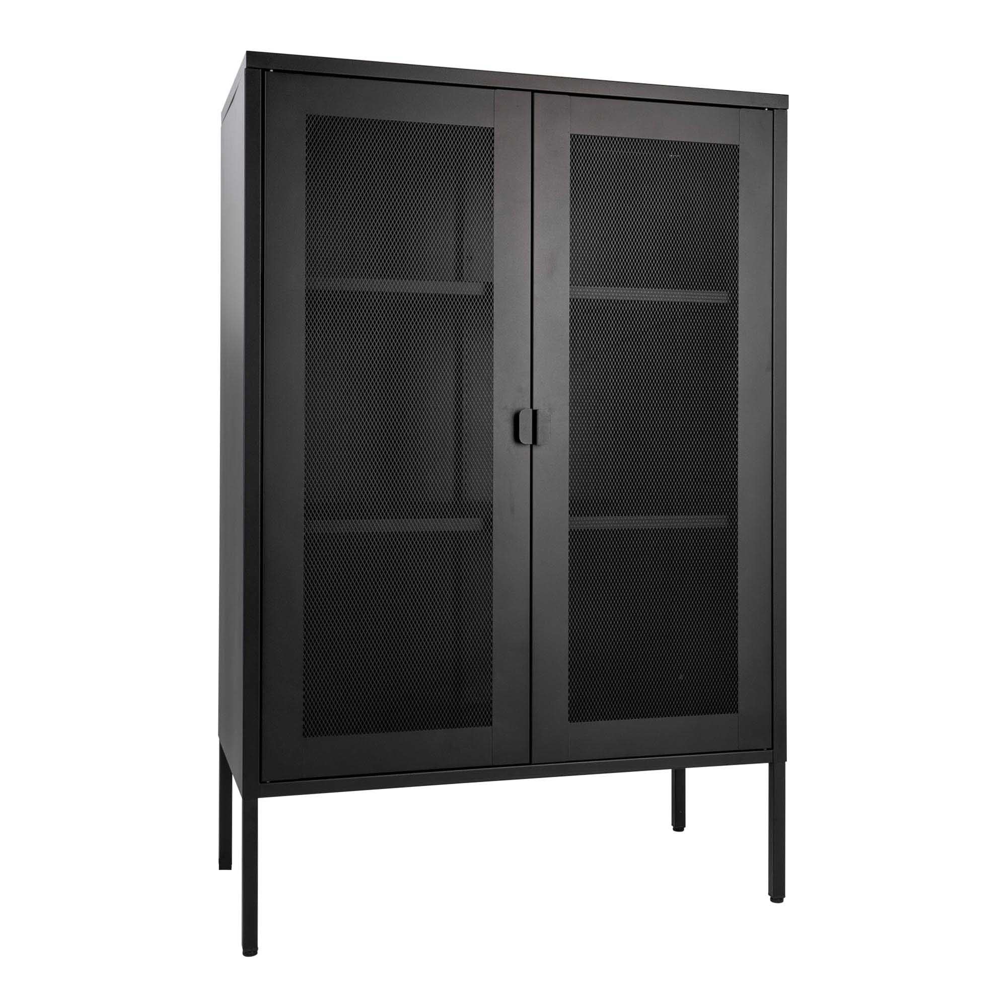 Melbourne Cabinet - Kast, 2 gaasdeuren, staal, zwart 80x40x120 cm