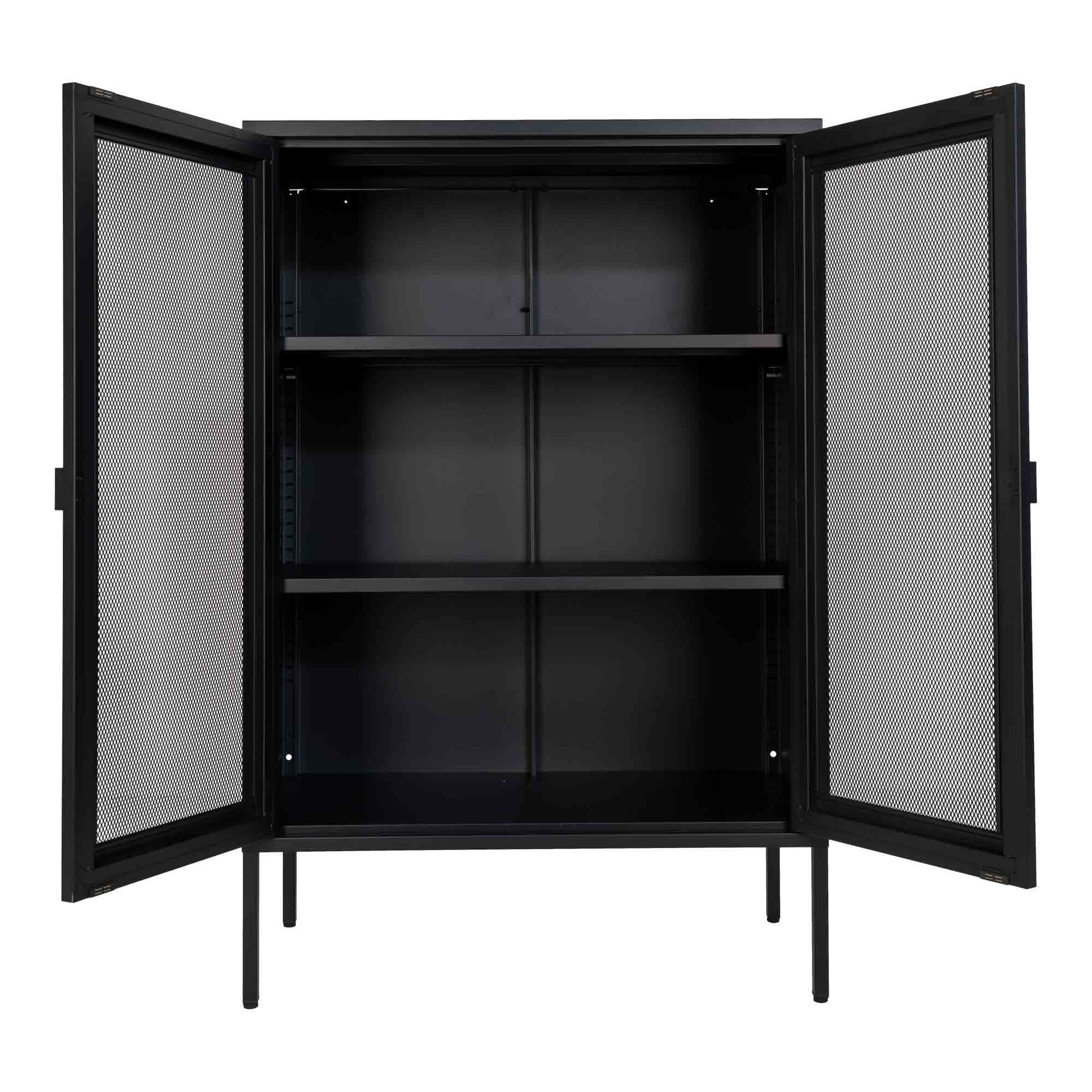 Melbourne Cabinet - Kast, 2 gaasdeuren, staal, zwart 80x40x120 cm