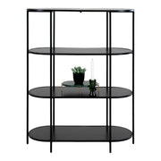 Vita shelf - Ovale plank, 4 planken, zwart, zwart frame 85x36x111 cm