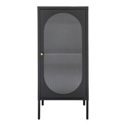 Adelaide Vitrinekast - Vitrinekast, 1 deur met geribbeld glas, staal, zwart 50x35x110 cm
