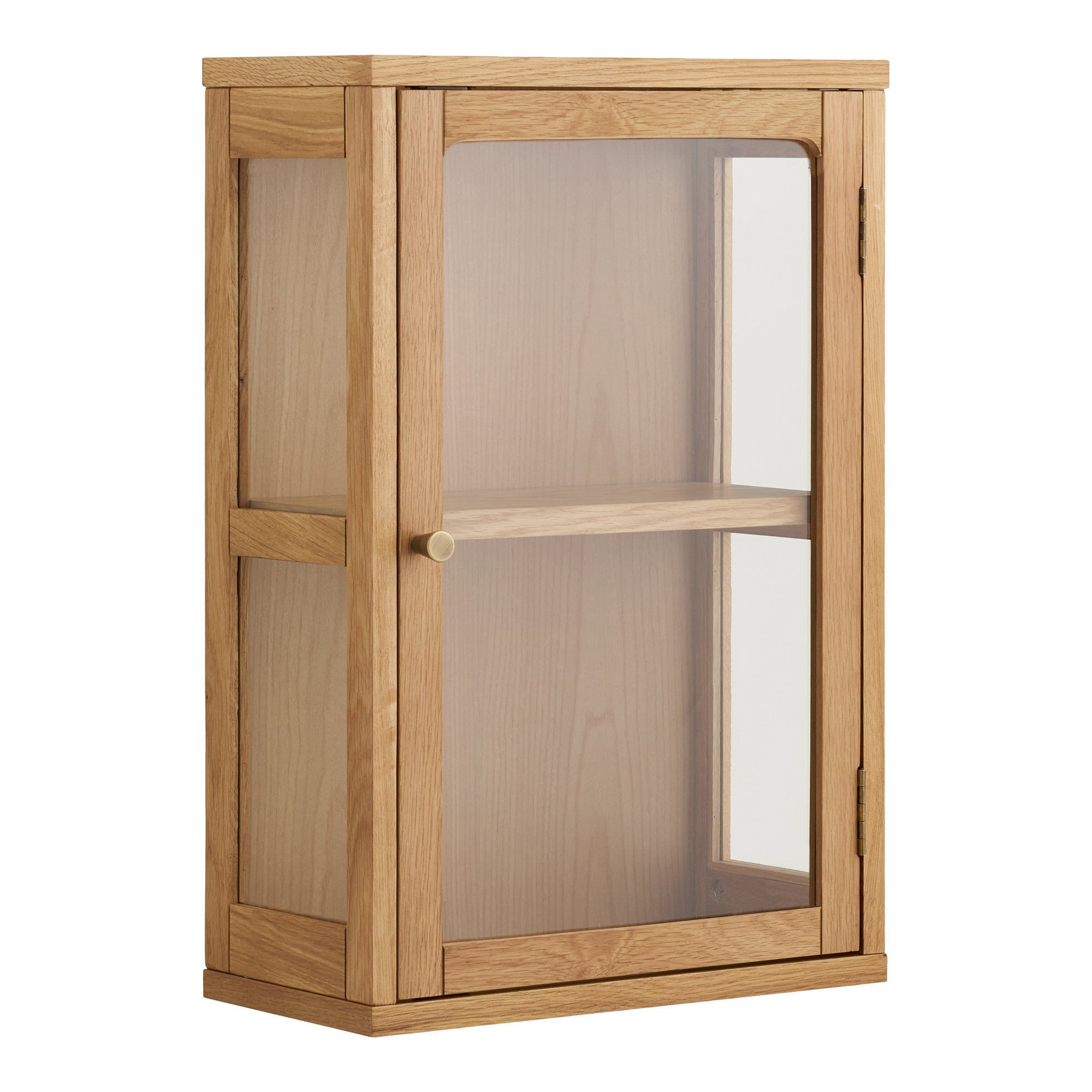 Zamora wandkast - wandkast, eiken/eikenfineer/gehard glas, naturel 20x40x60 cm