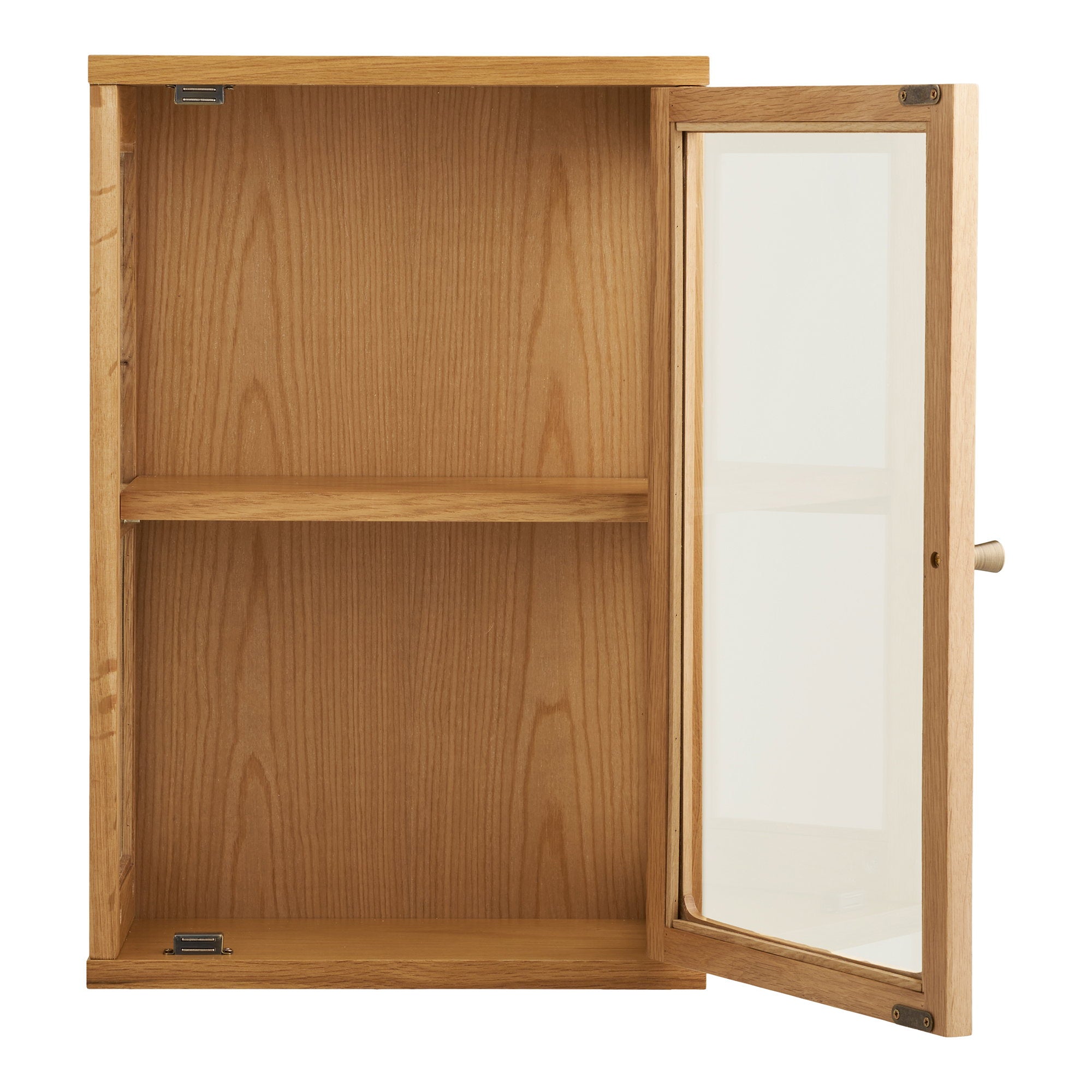 Zamora wandkast - wandkast, eiken/eikenfineer/gehard glas, naturel 20x40x60 cm