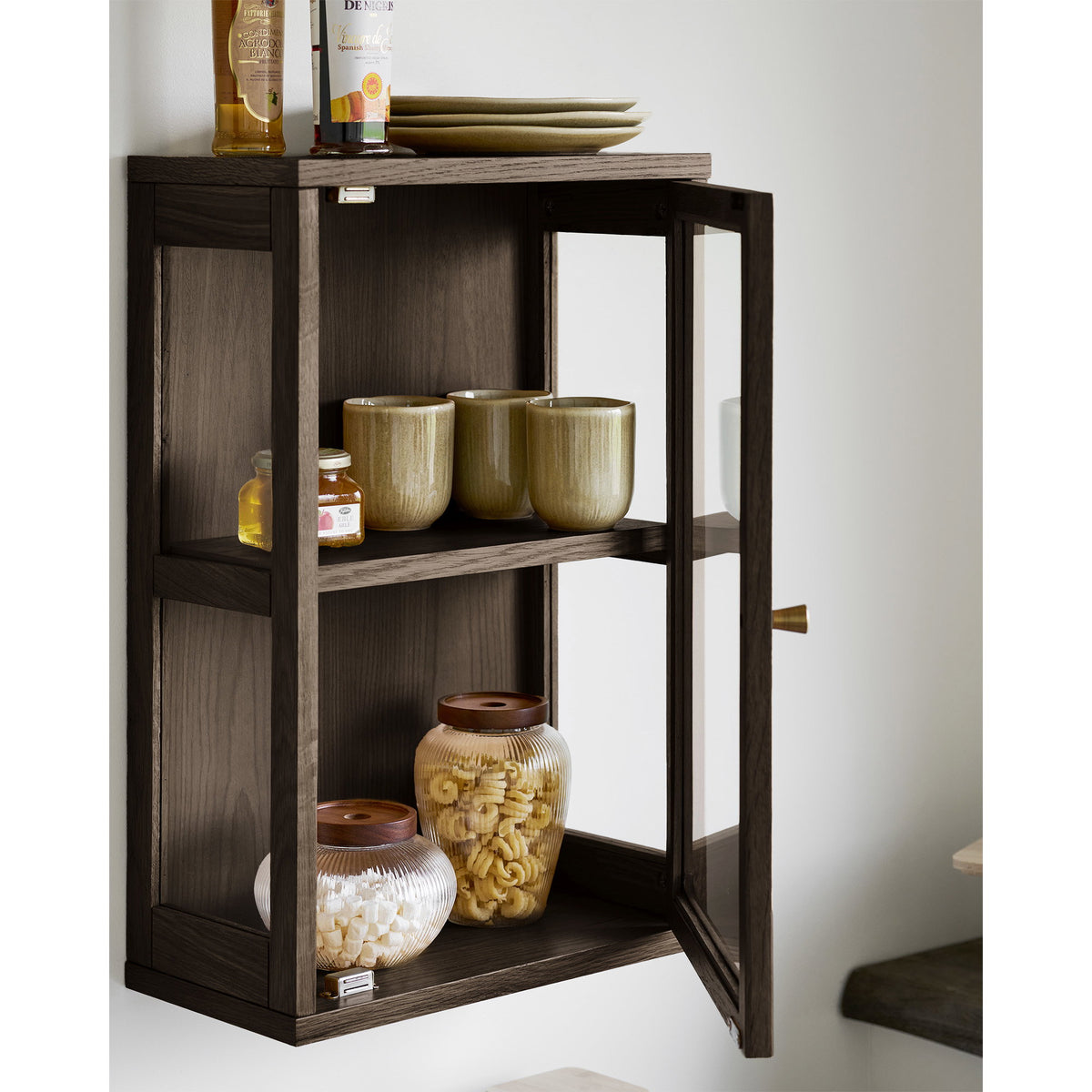 Zamora hangkast - eiken/eikenfineer/gehard glas 20x40x60 cm