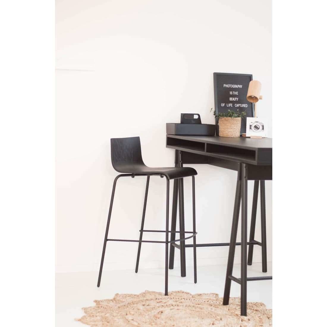 Workliving barkruk puur eiken zwart