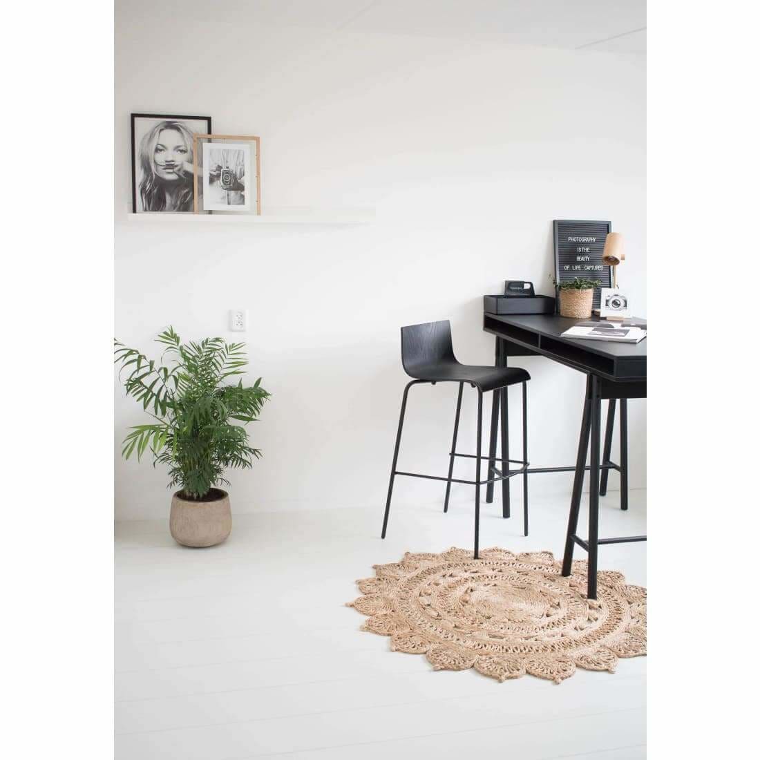 Workliving barkruk puur eiken zwart