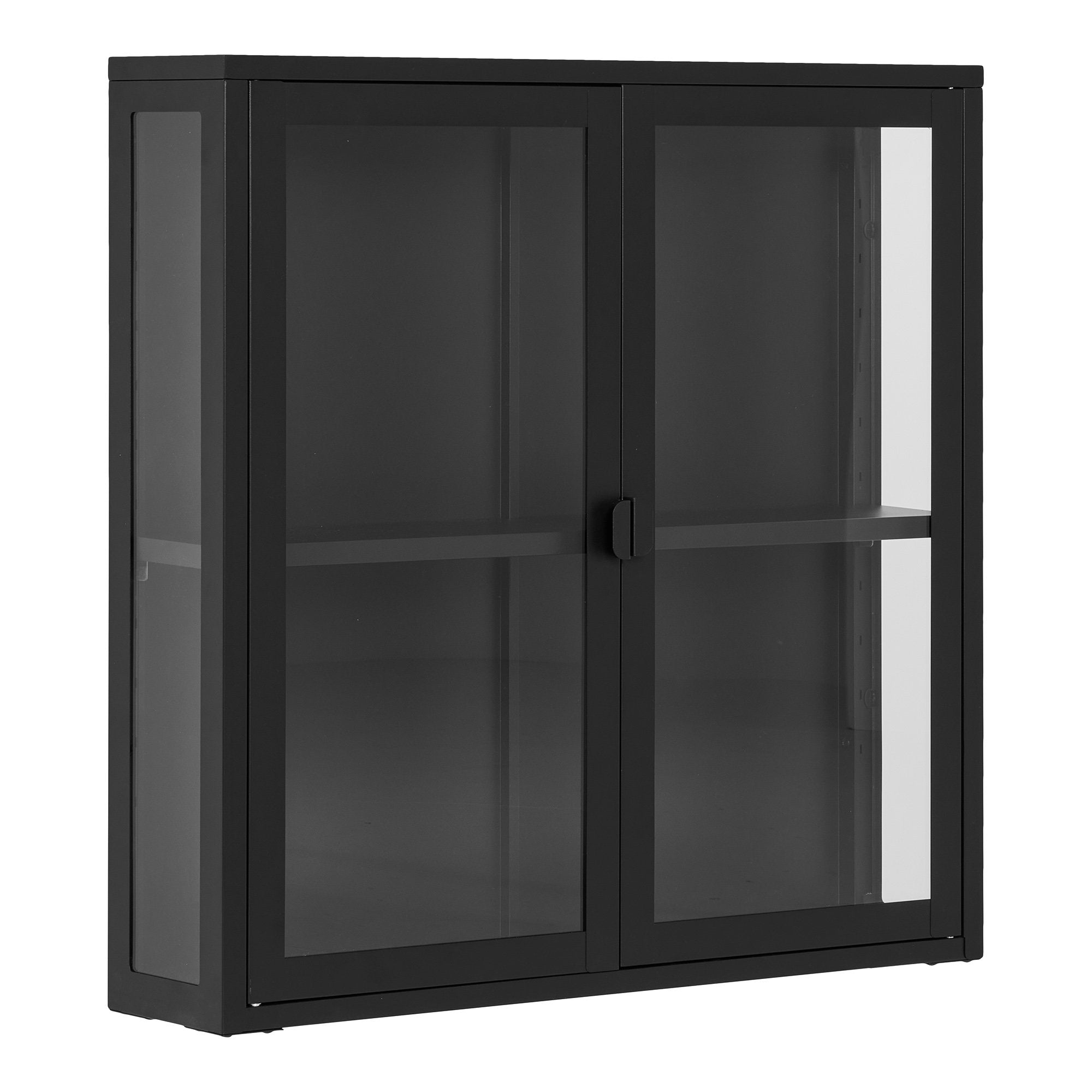 Brisbane Hangende vitrinekast - Hangende vitrinekast, 2 glazen deuren, staal, zwart 80x18x80 cm