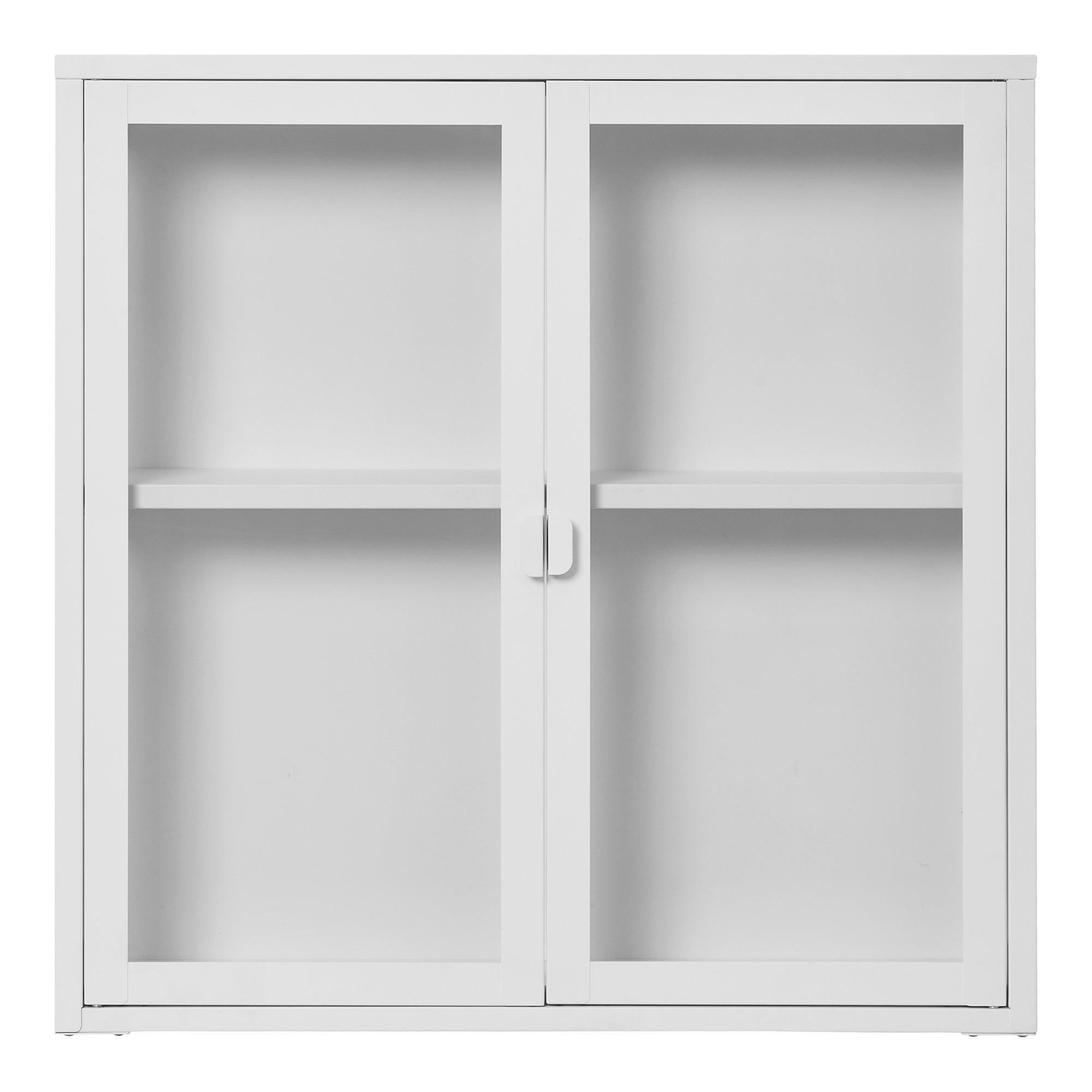 Brisbane hangende vitrinekast - hangende vitrinekast, 2 glazen deuren, staal, wit 80x18x80 cm