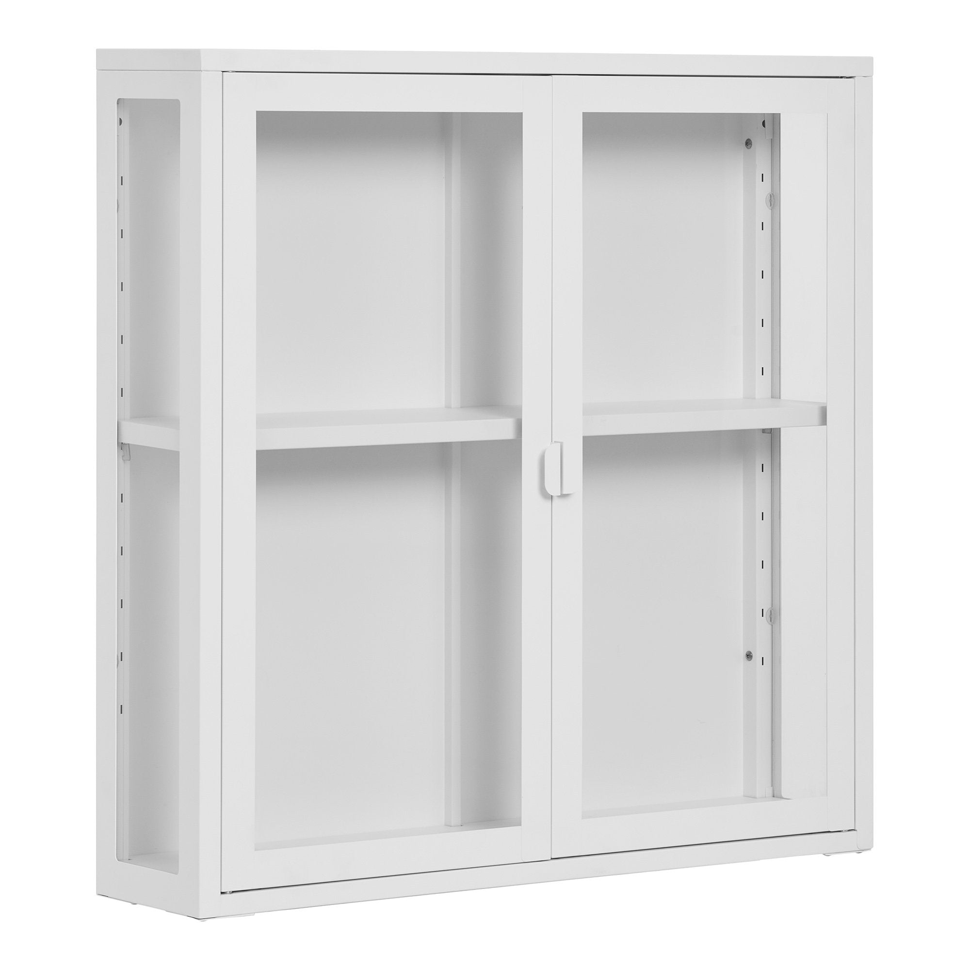 Brisbane hangende vitrinekast - hangende vitrinekast, 2 glazen deuren, staal, wit 80x18x80 cm